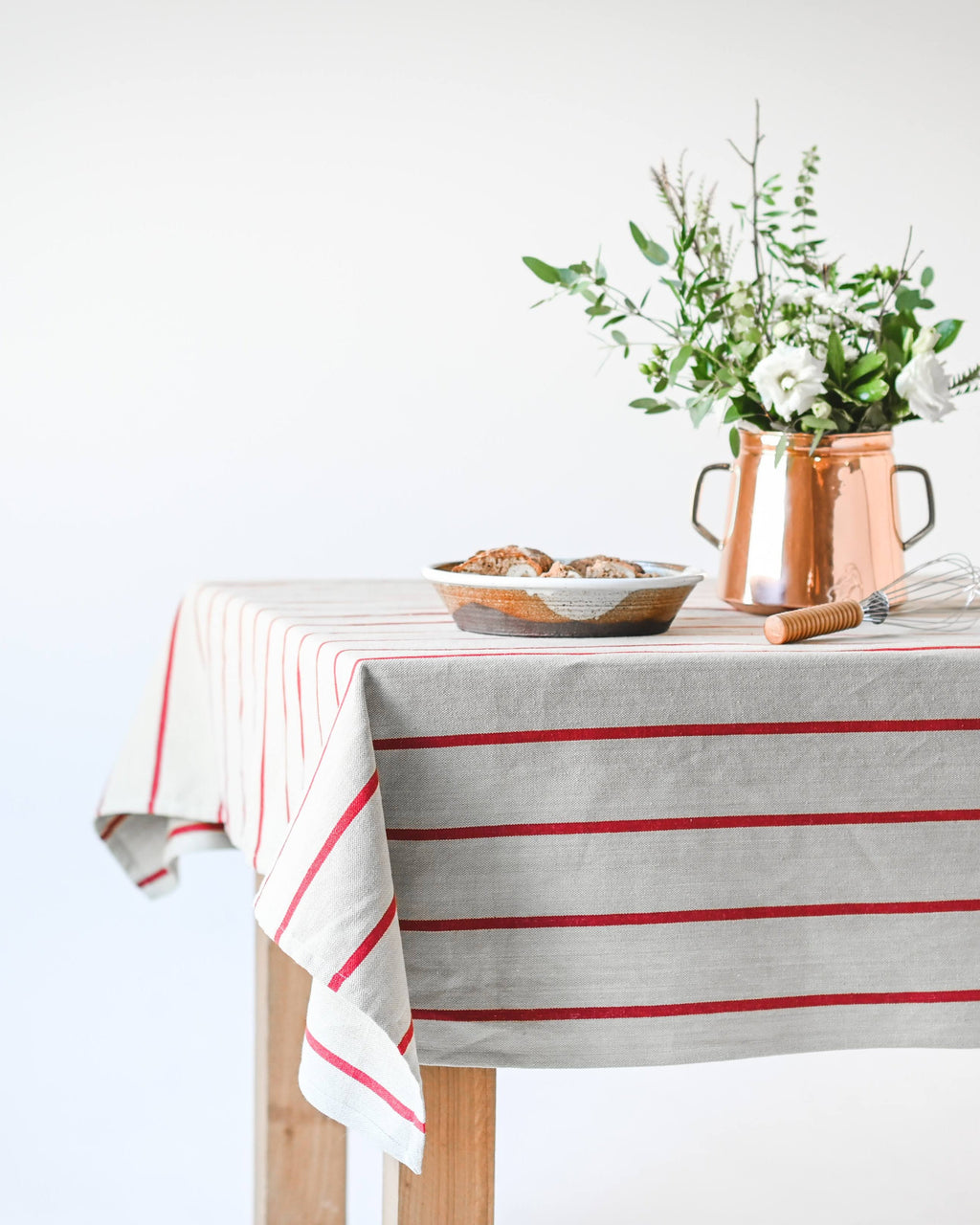 Galley & Fen Red Stripe Linen Tablecloth | Heirloom Boulevard