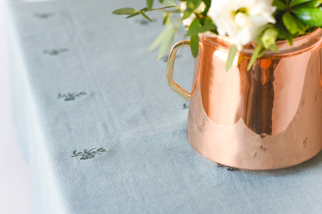 Galley & Fen Blue Fleur Embroidered Tablecloth by Galley and Fen | Heirloom Boulevard