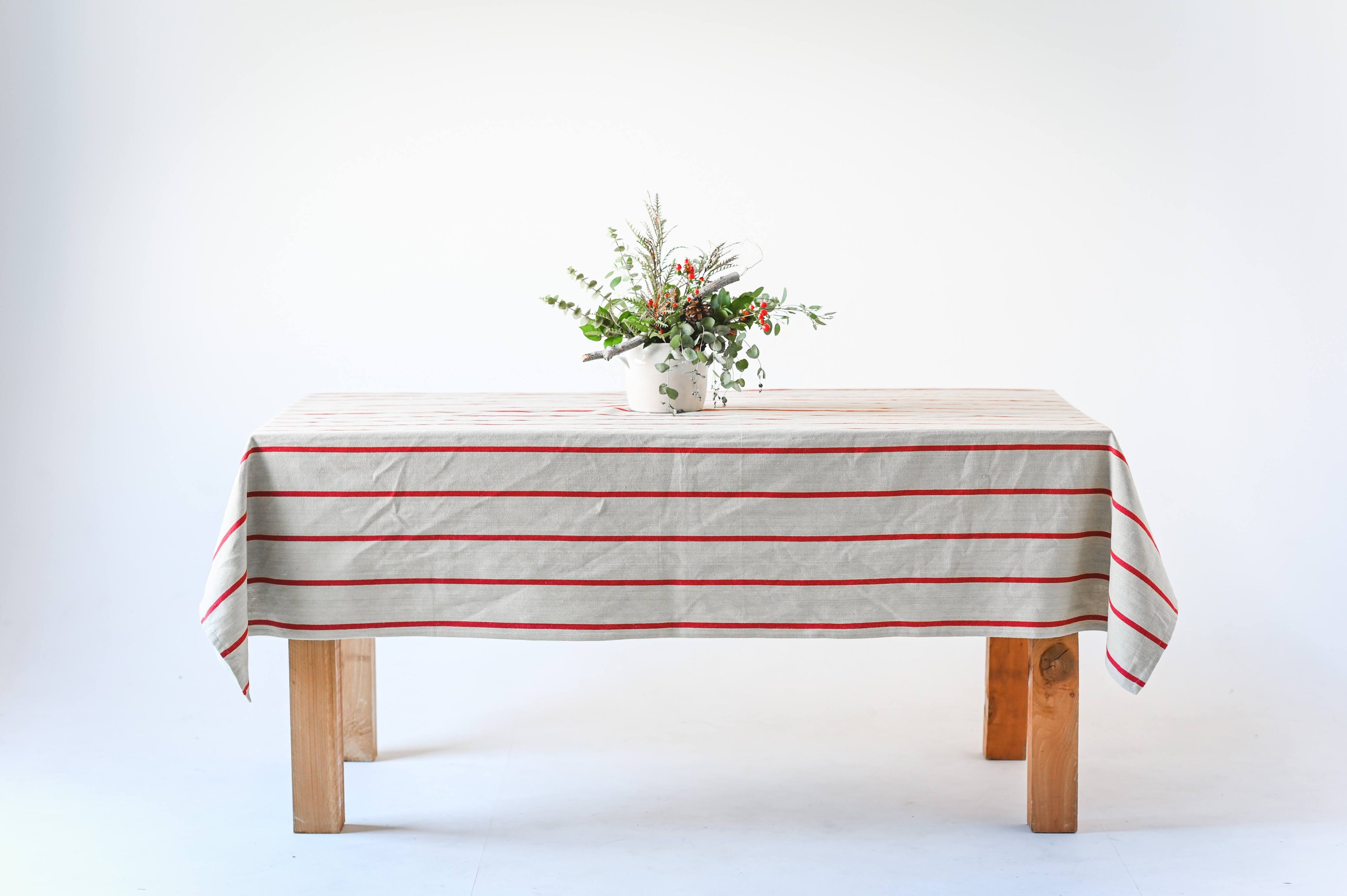 Galley & Fen Red Stripe Linen Tablecloth | Heirloom Boulevard