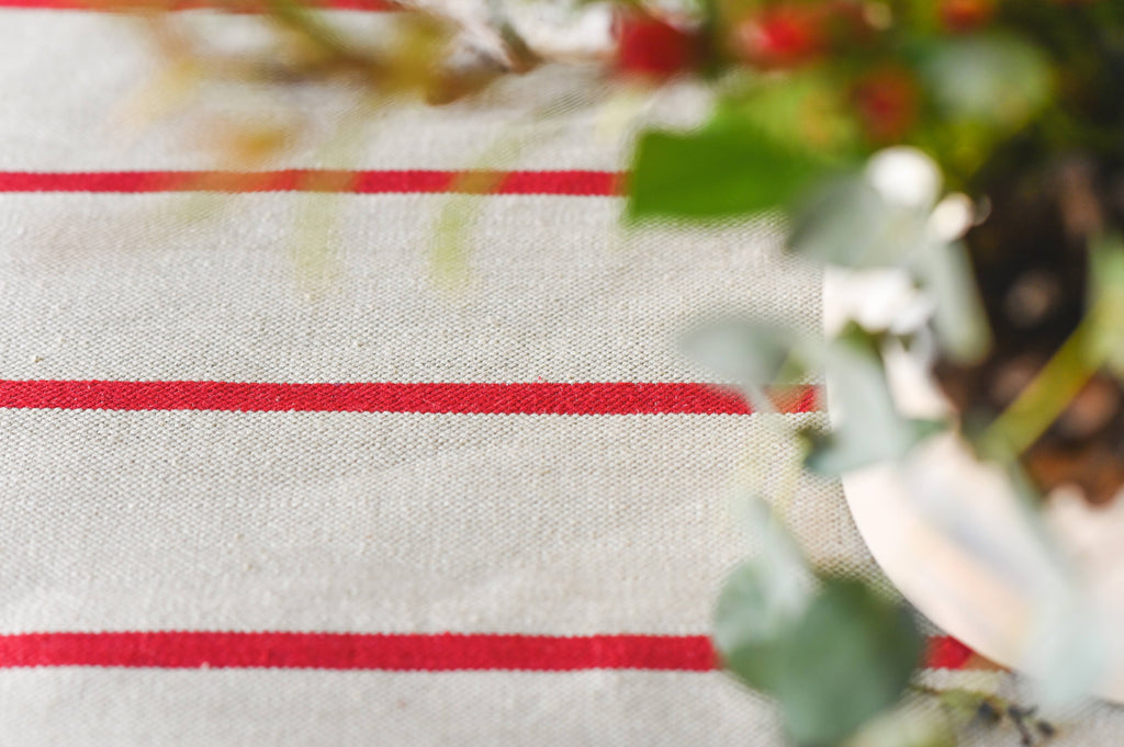 Galley & Fen Red Stripe Linen Tablecloth | Heirloom Boulevard