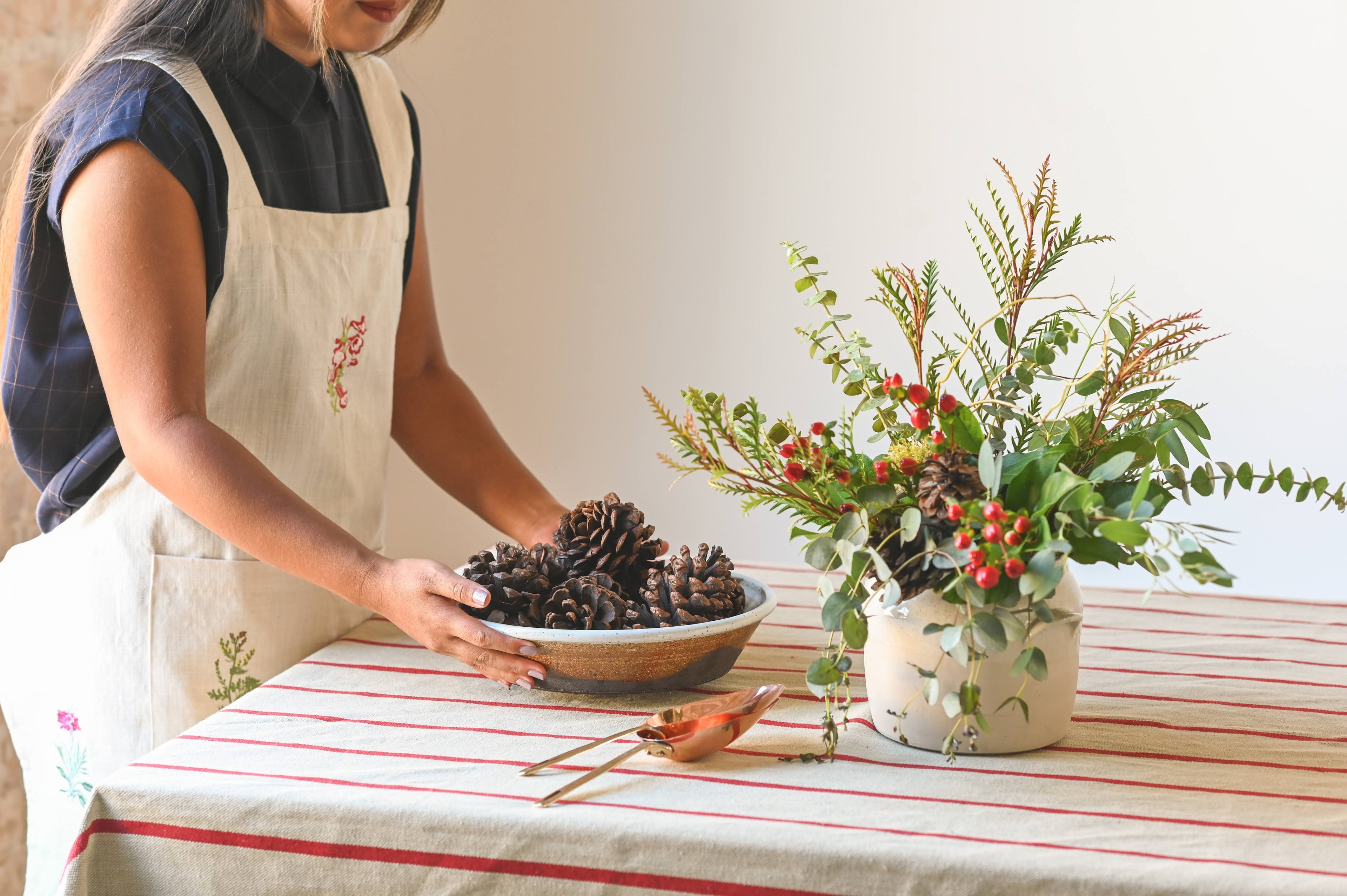 Galley & Fen Red Stripe Linen Tablecloth | Heirloom Boulevard