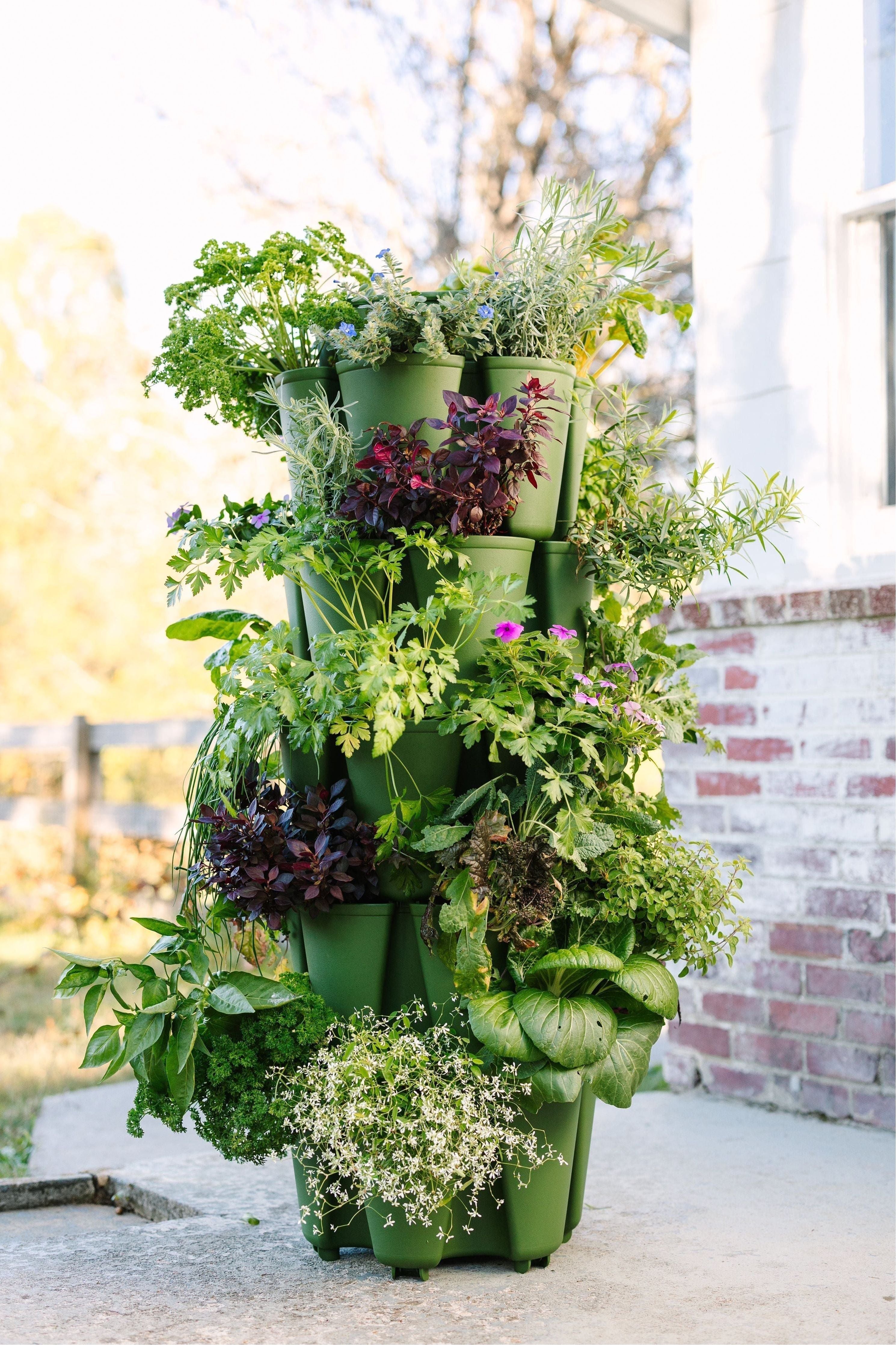 5 Tier GreenStalk Garden Original Vertical Planter - Basic Texture Evergreen - Basic Texture | Heirloom Boulevard