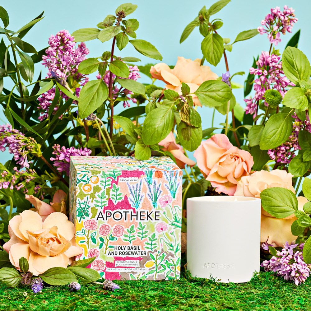 APOTHEKE Holy Basil and Rosewater 2-Wick Candle