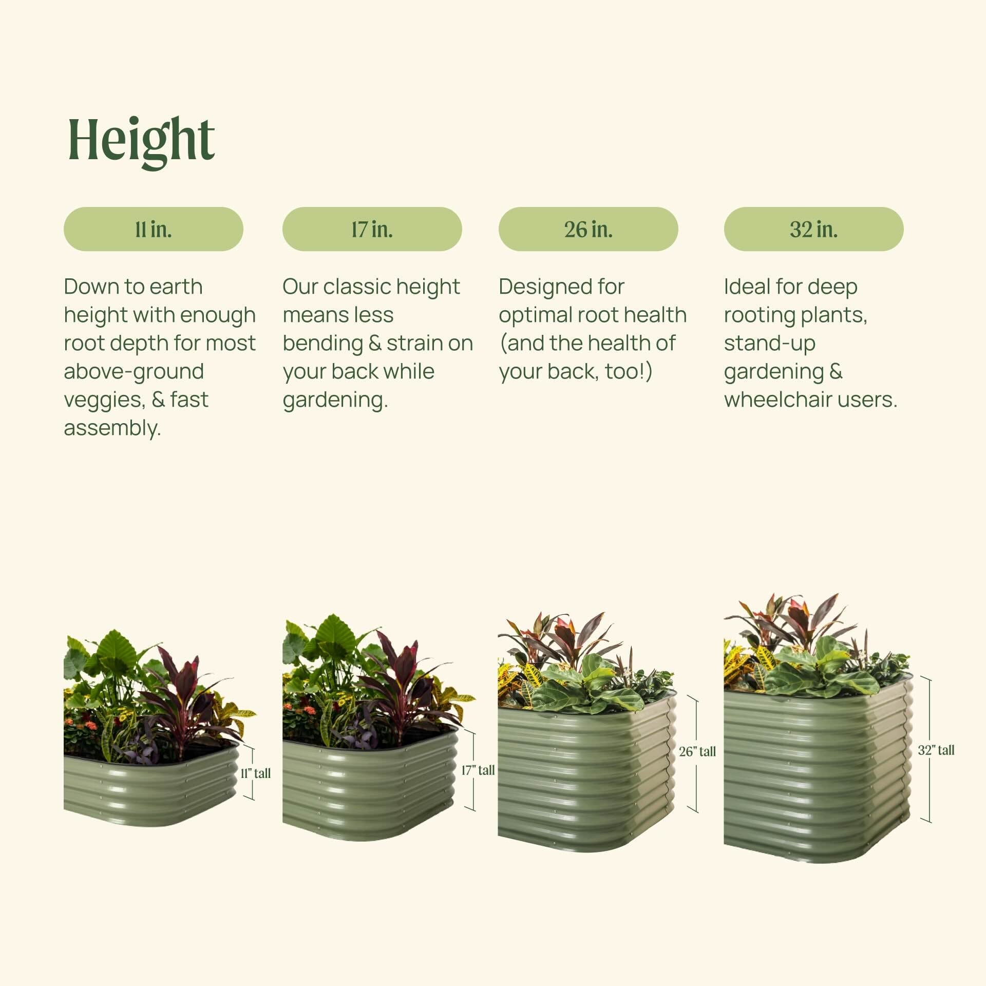 Vego Garden 17" Tall 9 In 1 Large Modular Metal Raised Garden Bed Kit | Heirloom Boulevard