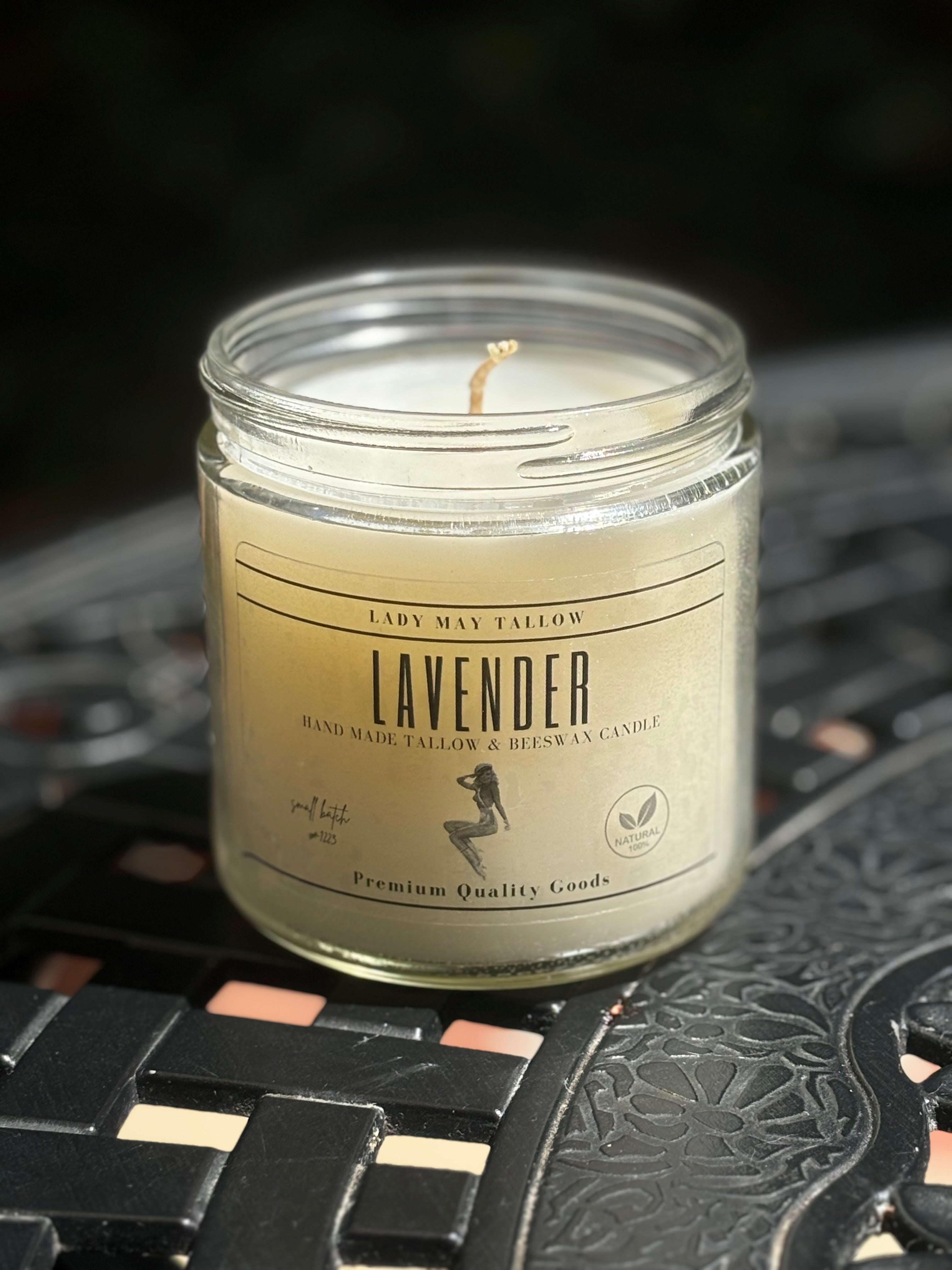 Lavender Tallow & Beeswax Candle | Natural & Non-Toxic Candle, Clean-Burning Lady May Tallow | Heirloom Boulevard