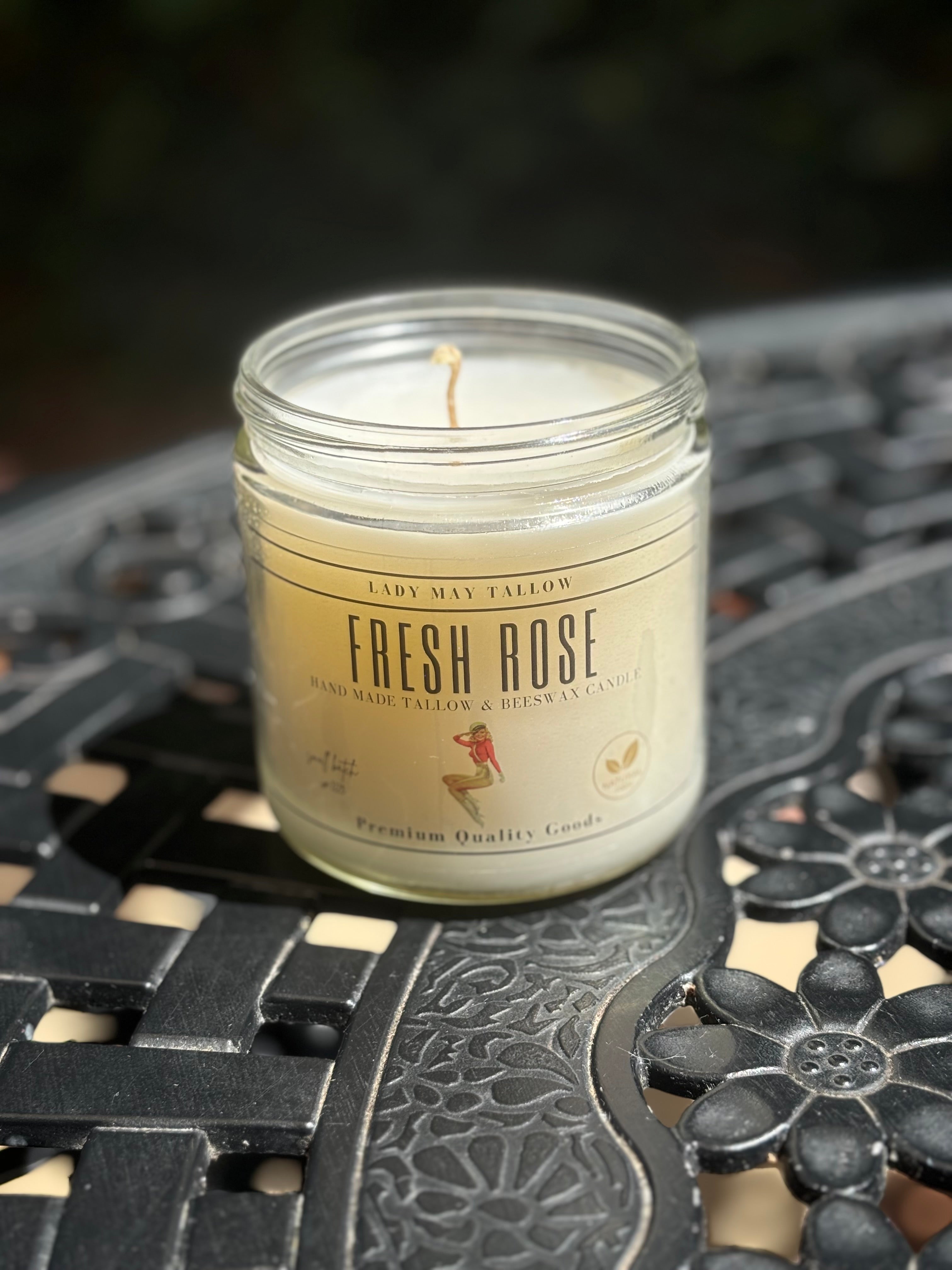Rose-Scented Tallow & Beeswax Candle | Natural & Non-toxic Candle Lady May Tallow | Heirloom Boulevard