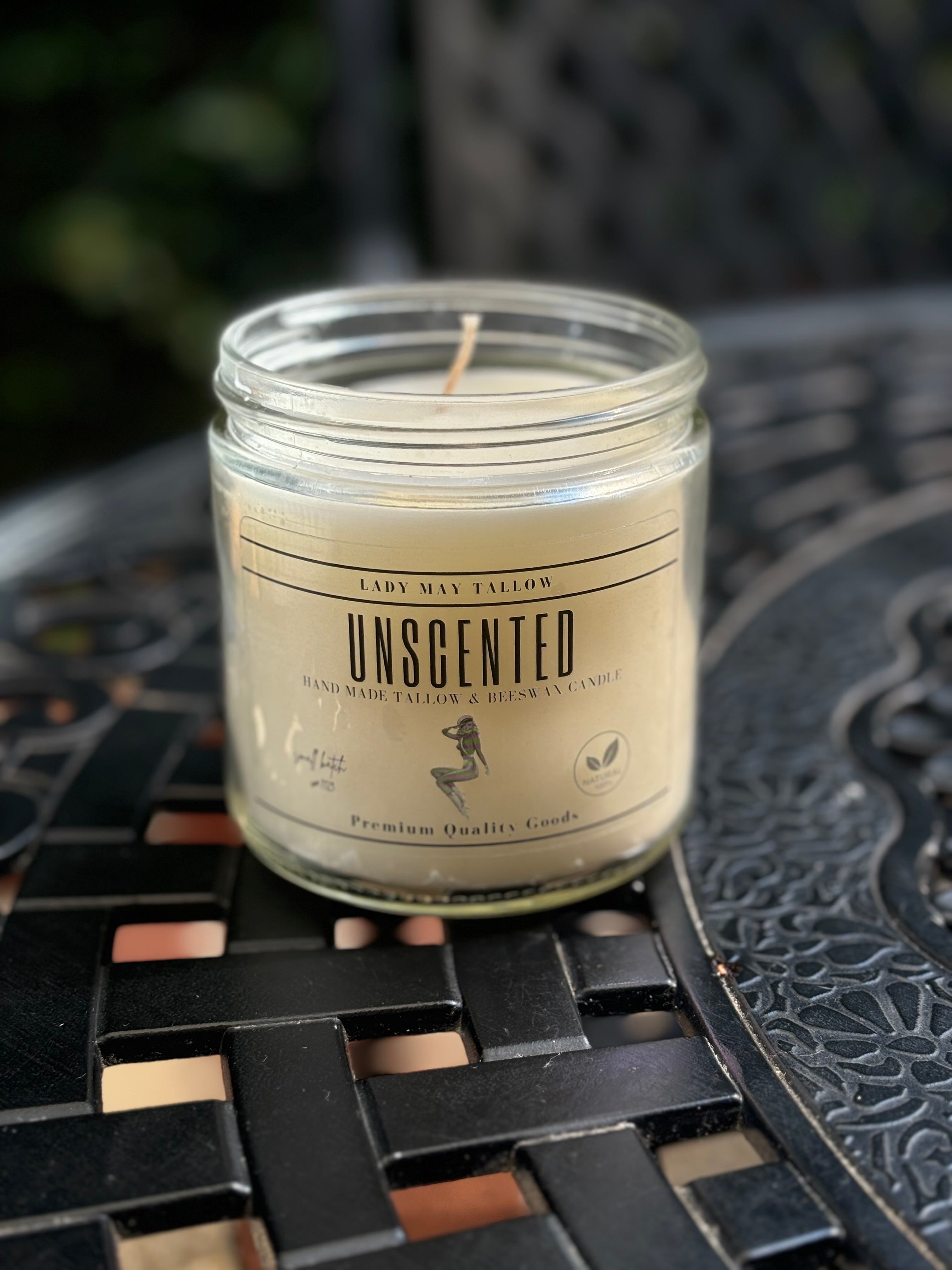 Unscented Tallow & Beeswax Candle | All-Natural, Non-Toxic, Clean-Burning Lady May Tallow | Heirloom Boulevard