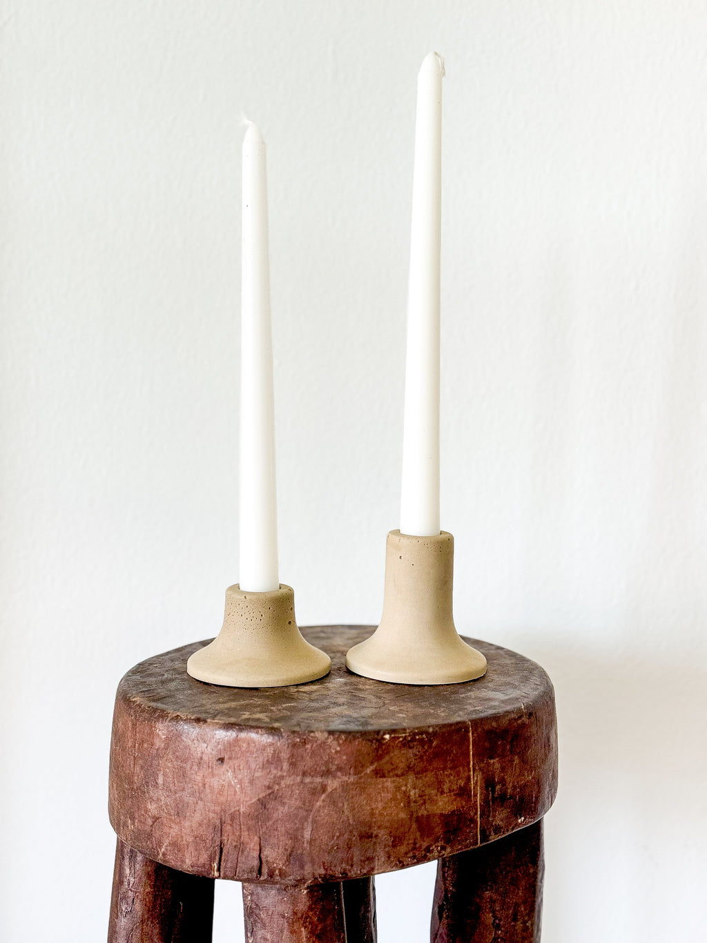 Mina Tall Taper Candle Holder Oat | Heirloom Boulevard