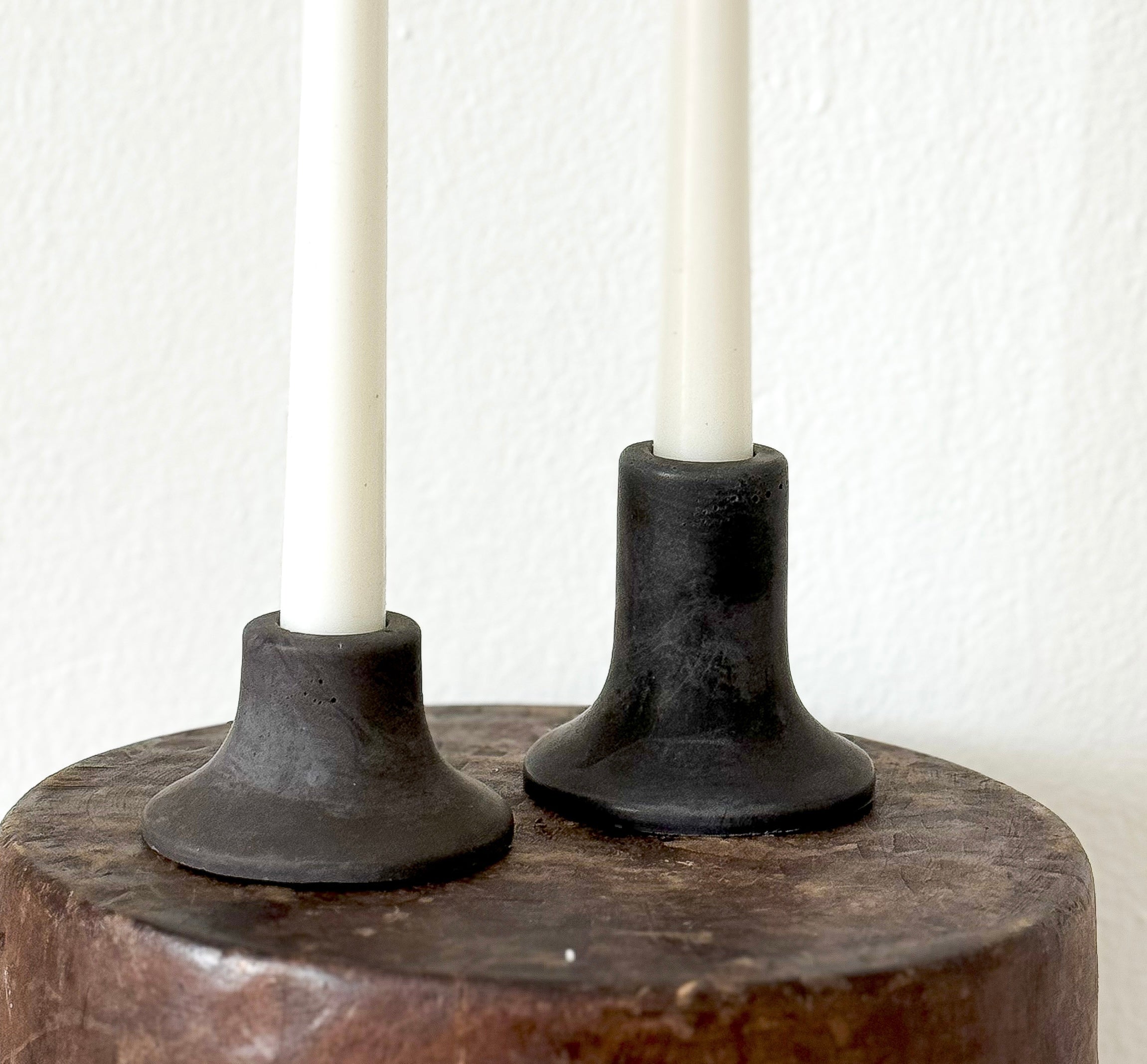 Mina Tall Taper Candle Holder Coal | Heirloom Boulevard