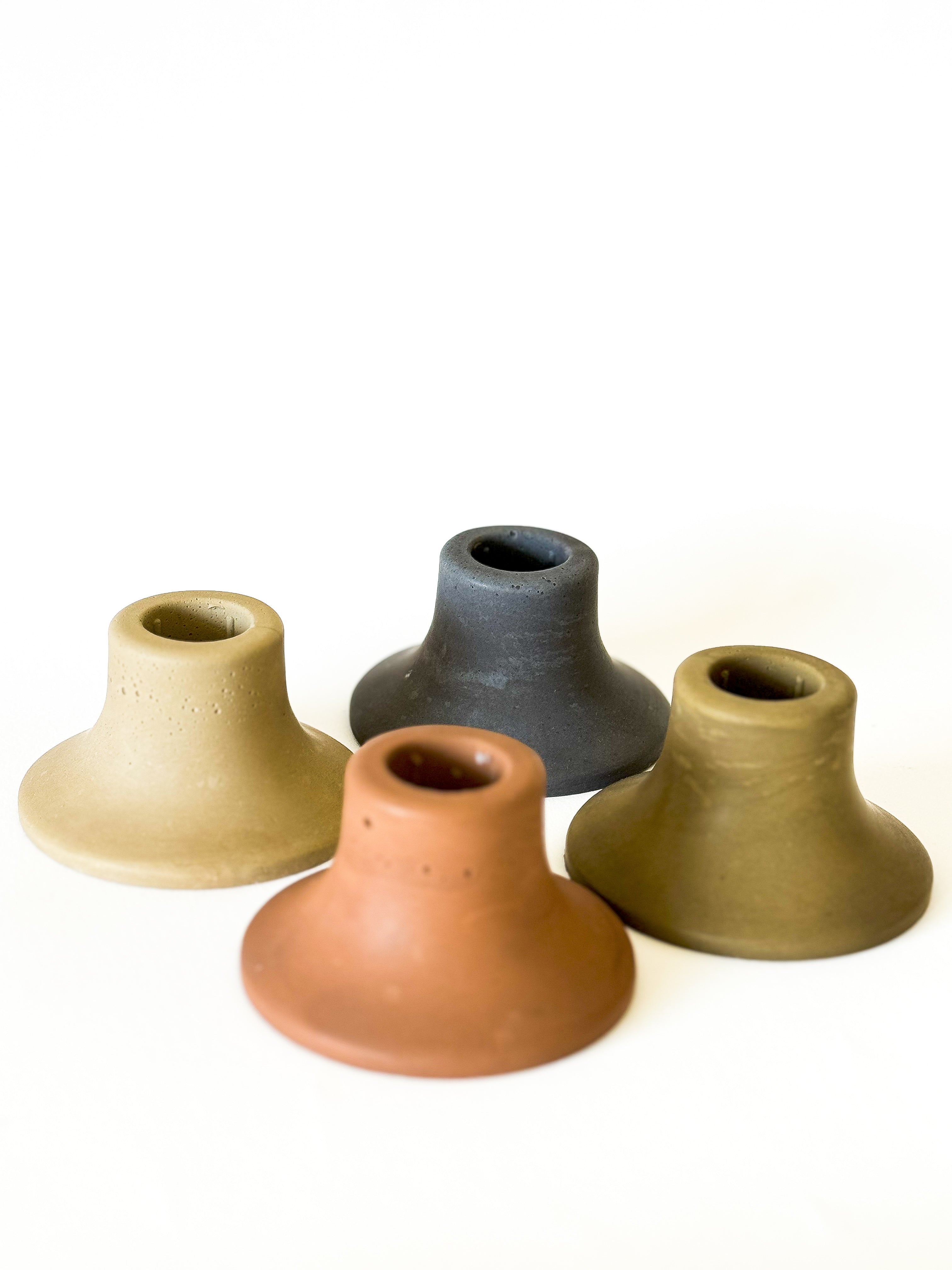 Mina Short Taper Candle Holder - Concrete Minimalist Design in Four Colors | Sunday Nomad