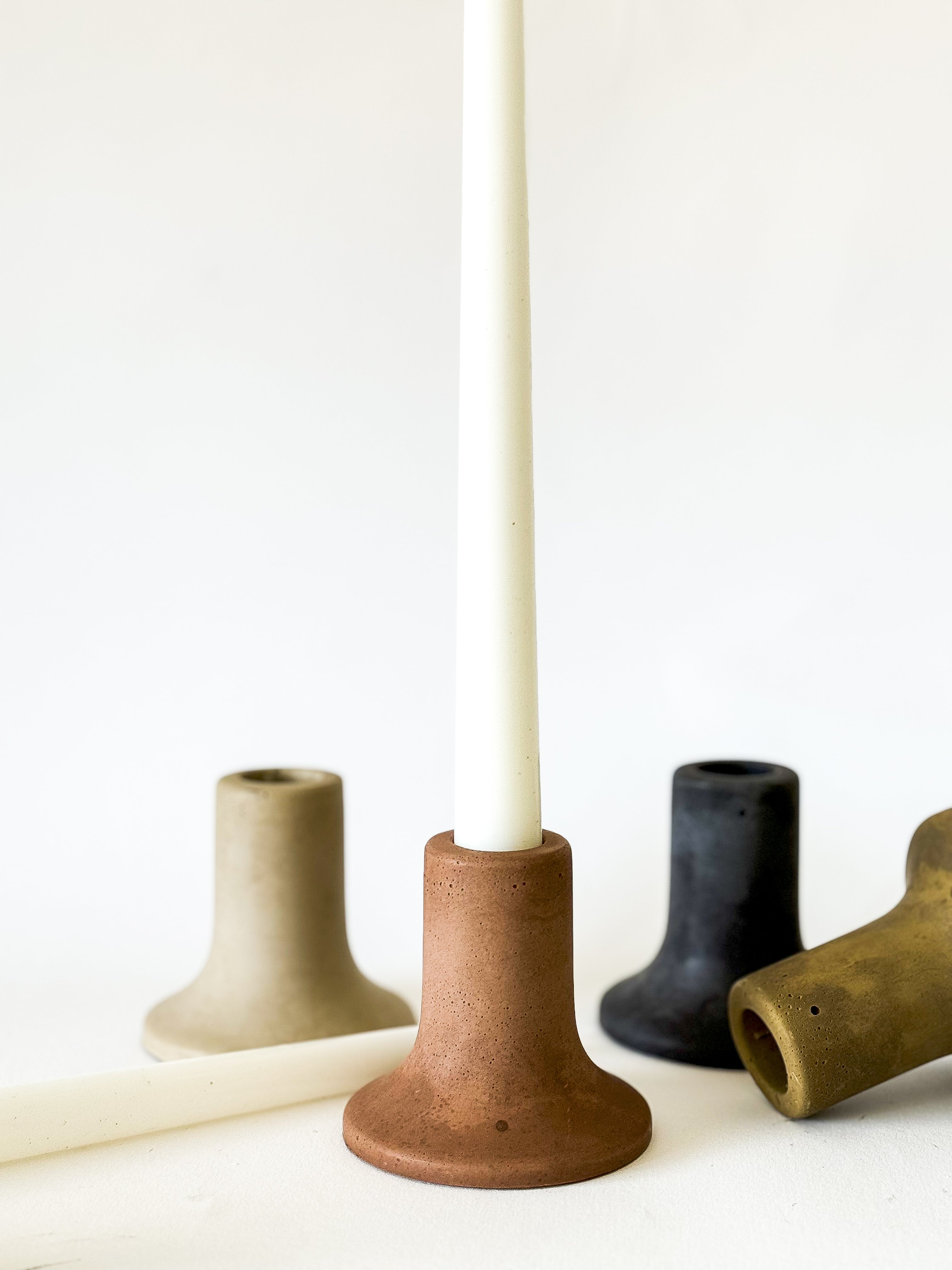 Mina Tall Taper Candle Holder - Minimalist Concrete Design | Sunday Nomad