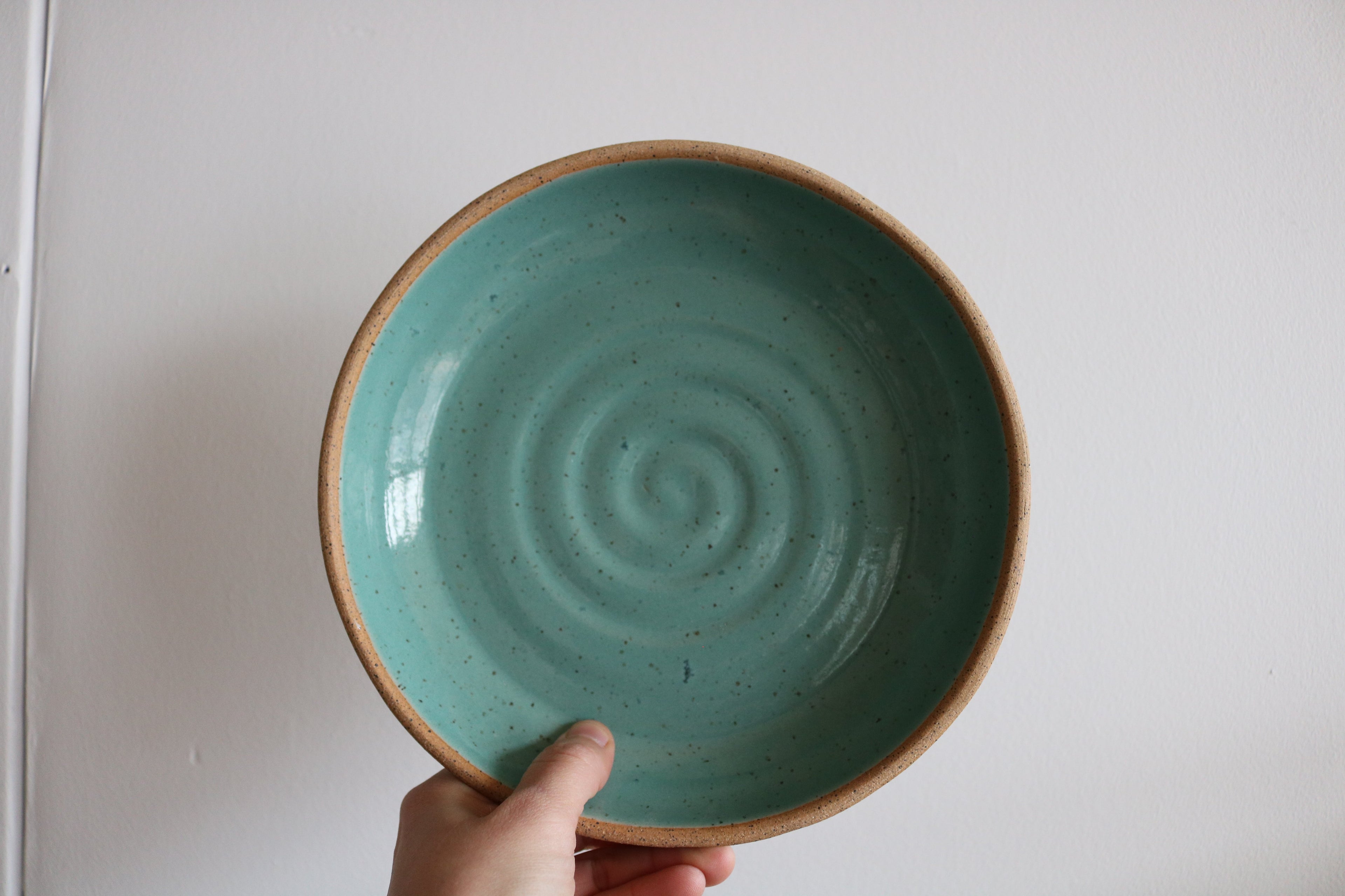 KJ Pottery Pasta Bowl Teal Green Raw Rim | Heirloom Boulevard
