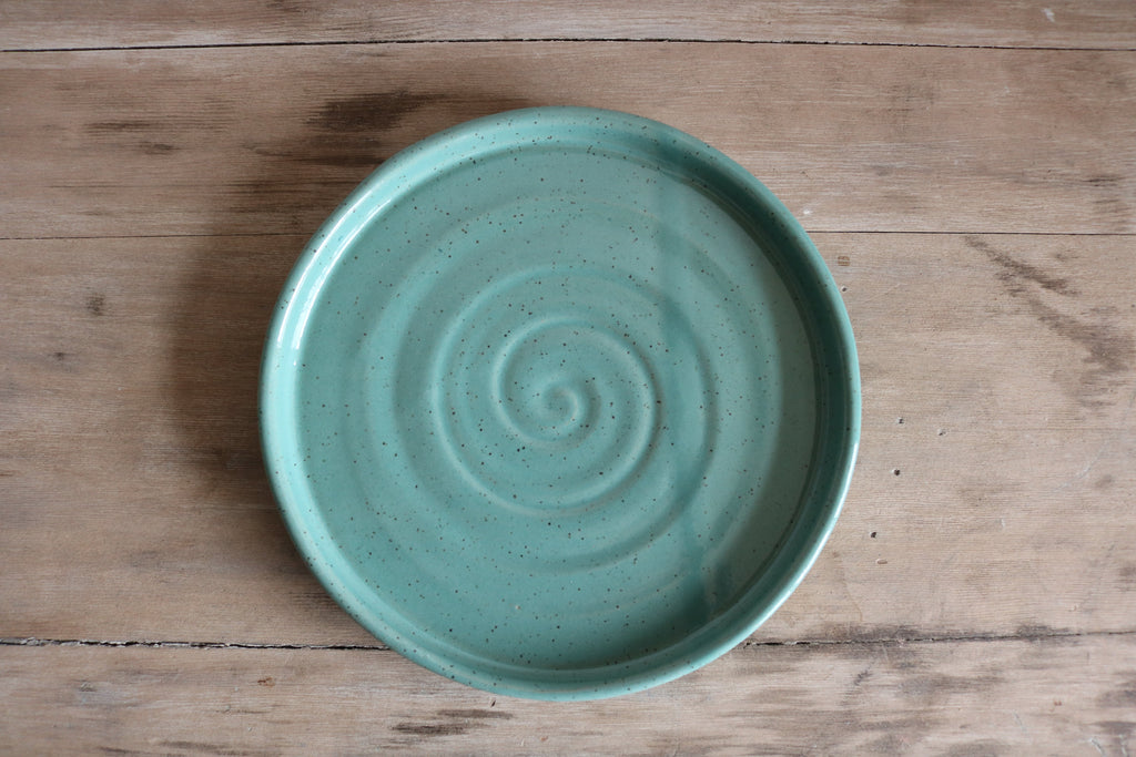 KJ Pottery Dinner Plate Teal Green | Heirloom Boulevard
