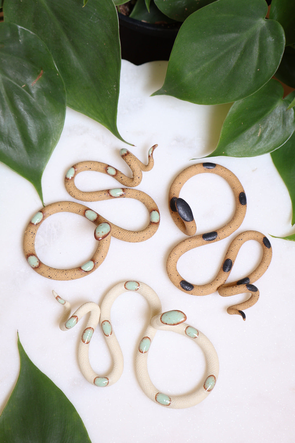 Carter + Rose, 3 Small Ceramic Snakes desert | Heirloom Boulevard