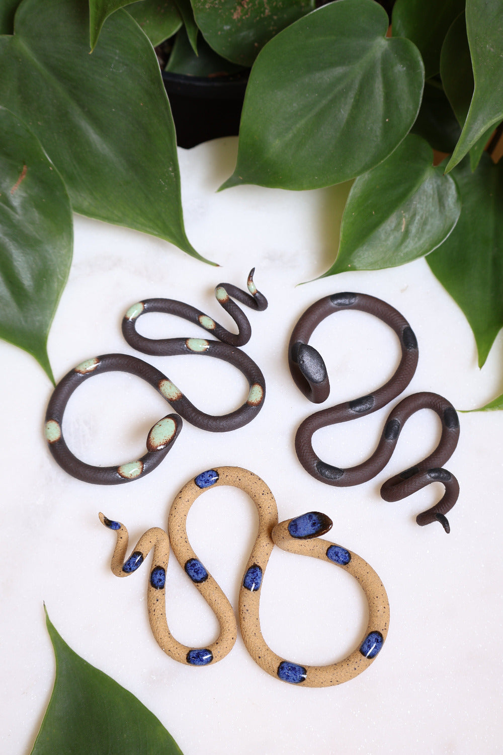 Carter + Rose, 3 Small Ceramic Snakes marsh | Heirloom Boulevard