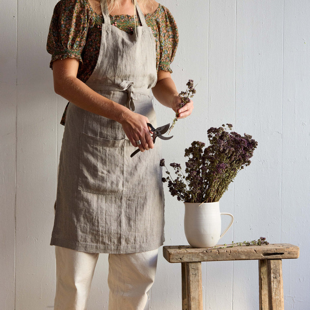 Bloomist Washed Linen Apron | Heirloom Boulevard