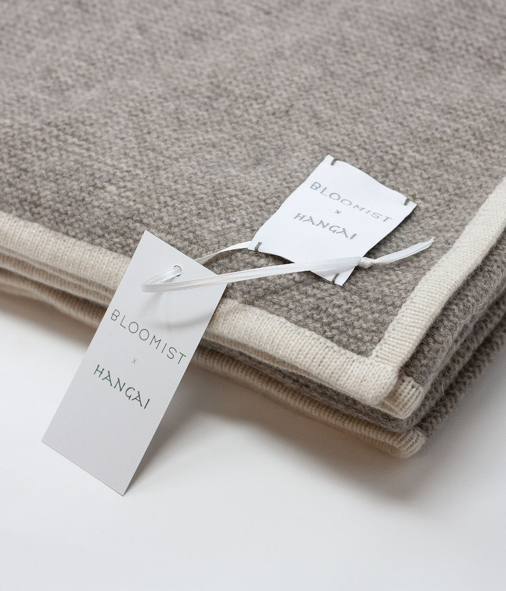 Bloomist Platinum and White Purl Knit Yak Down Throw | Heirloom Boulevard