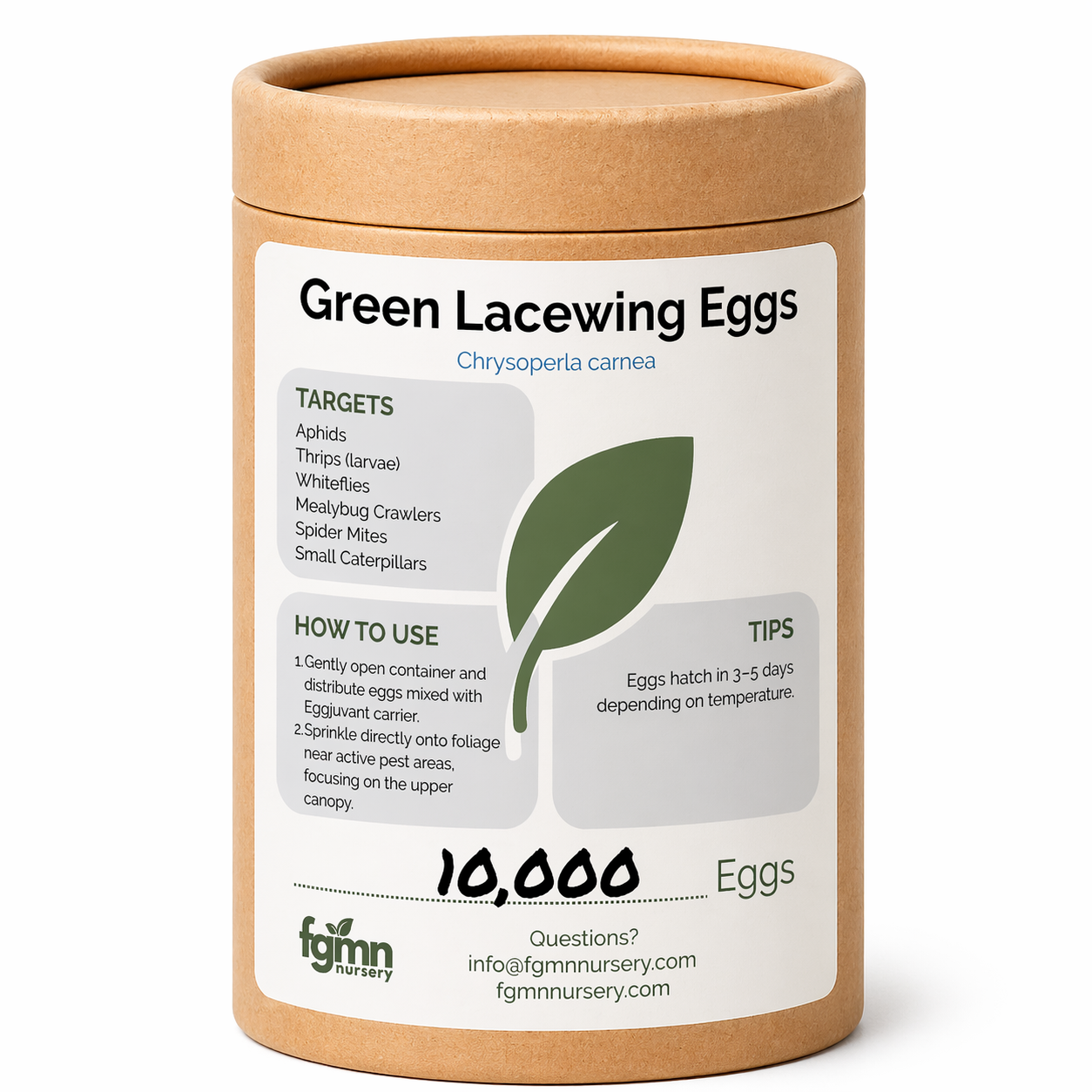 FGMN Nursery Green Lacewing Eggs 10,000 Eggs (200 Sq Ft) | Heirloom Boulevard