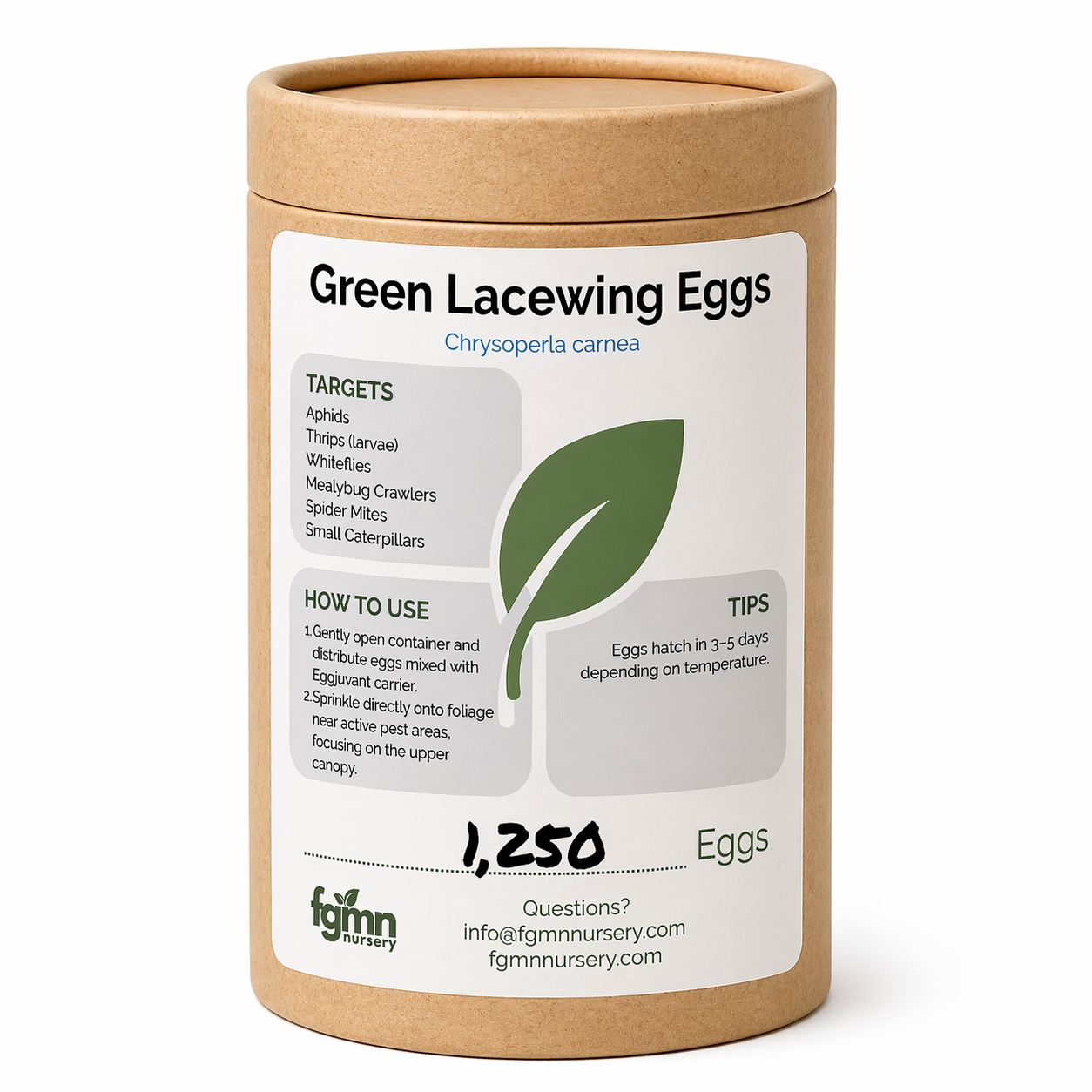 FGMN Nursery Green Lacewing Eggs 1,250 Eggs (25 Plants) | Heirloom Boulevard