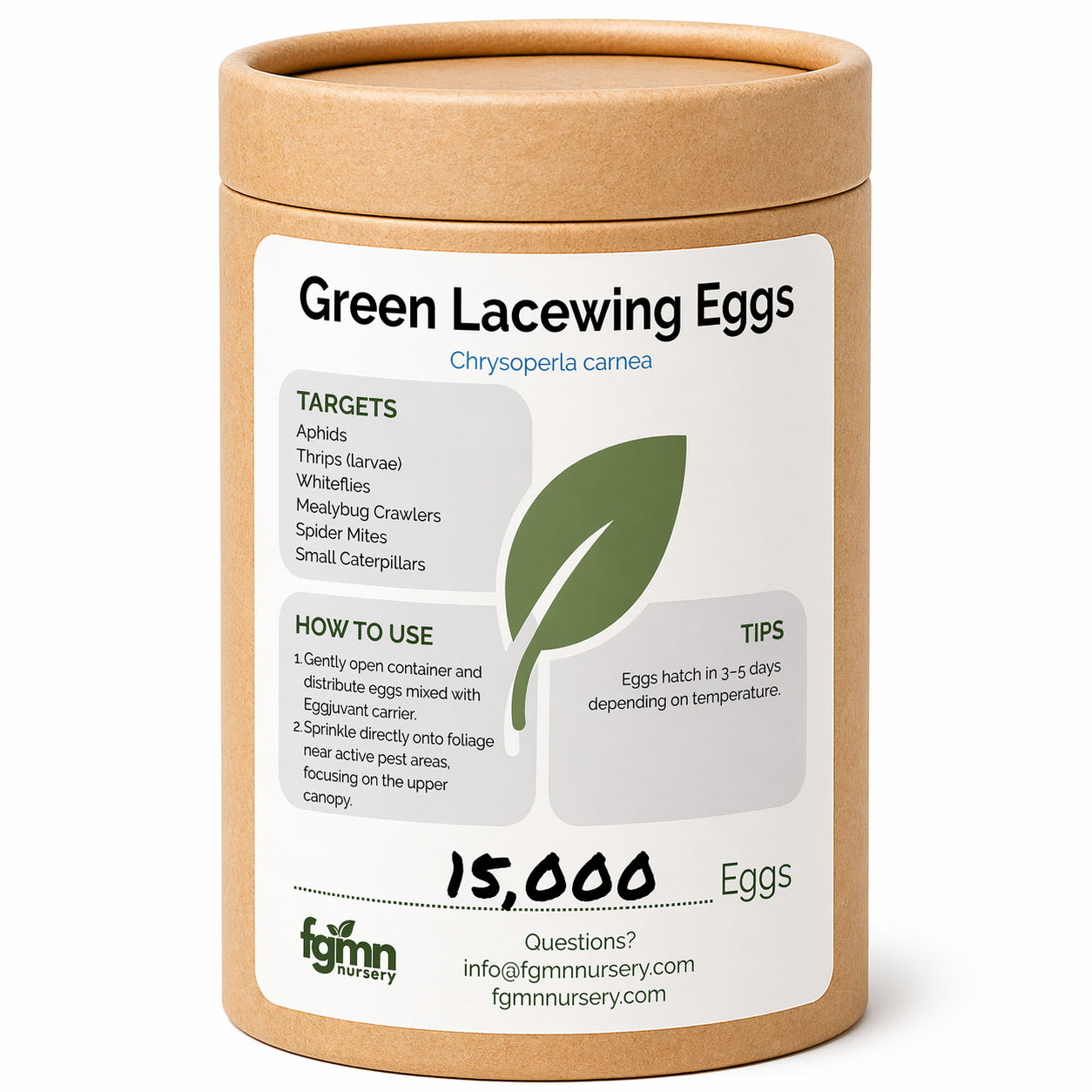 FGMN Nursery Green Lacewing Eggs 15,000 Eggs (300 Sq Ft) | Heirloom Boulevard