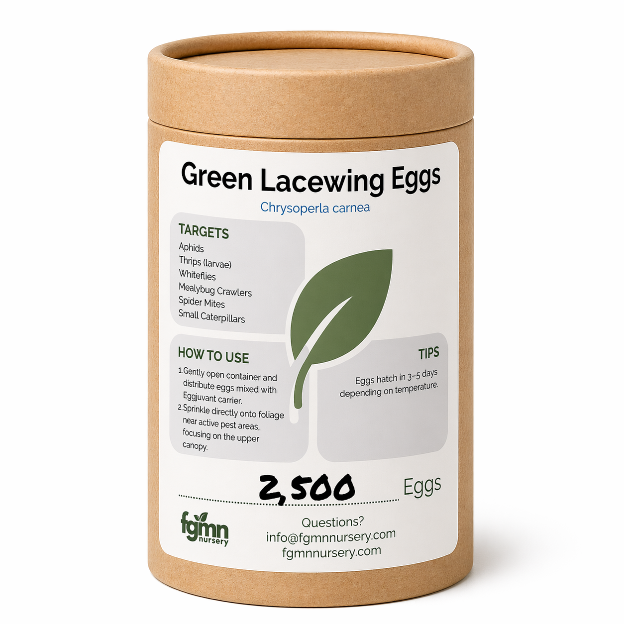 FGMN Nursery Green Lacewing Eggs 2,500 Eggs (25 Plants) | Heirloom Boulevard