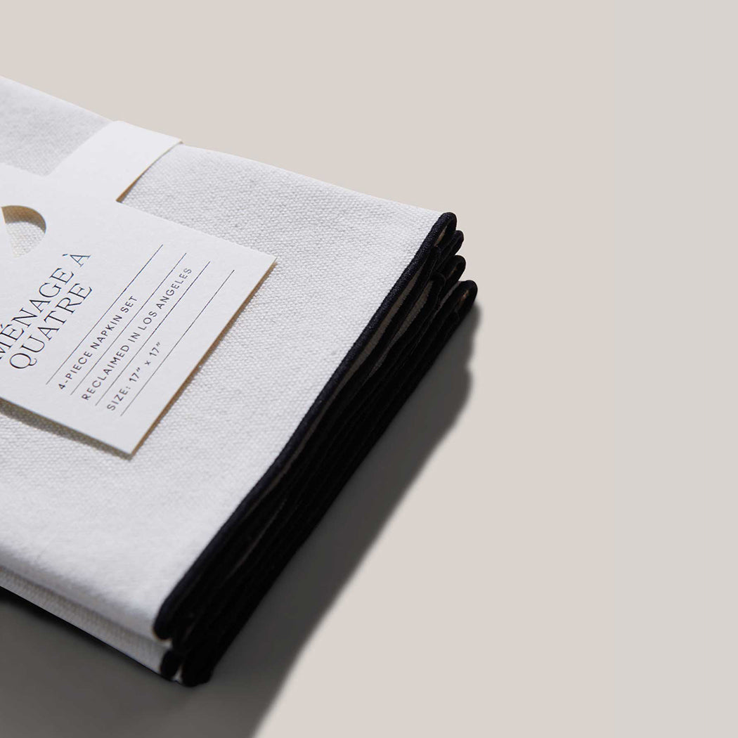 ATELIER SAUCIER Cream Burlap Noir Napkins | Set of 4 | Heirloom Boulevard