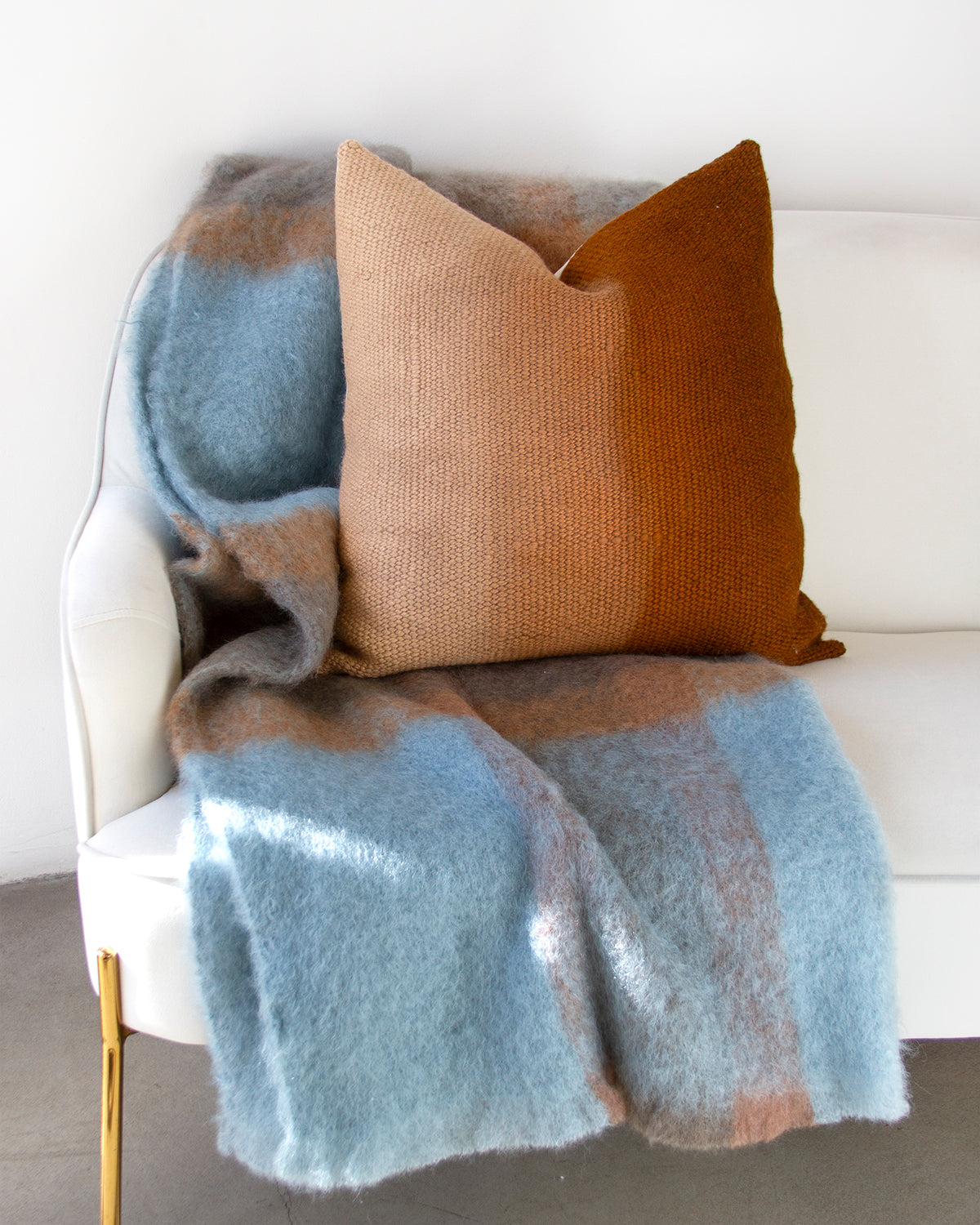 Mantas Ezcaray Coffee and Teal Checkered Mohair Blanket Throw atacama home | Heirloom Boulevard