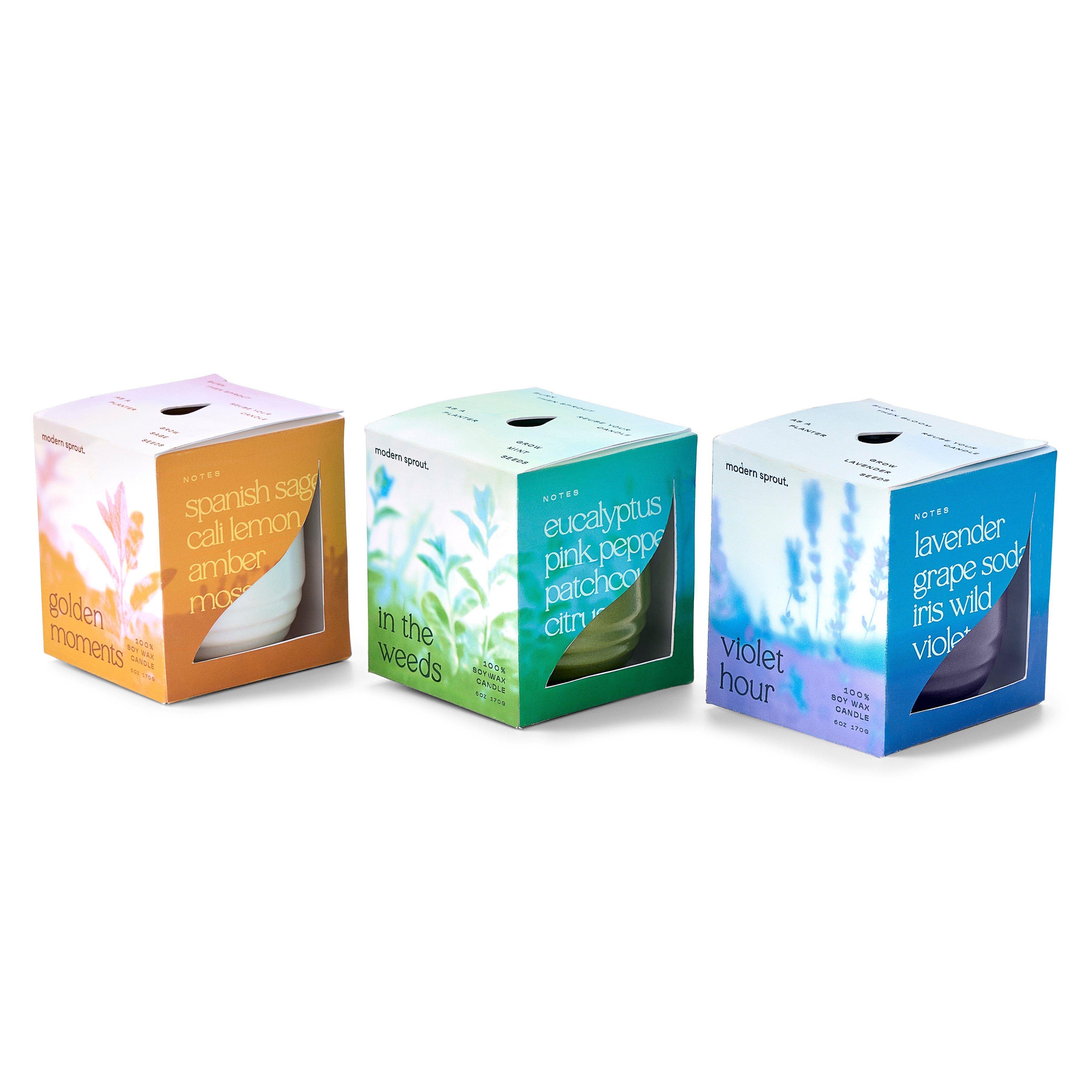 Modern Sprout Garden Vibes Candle/Planter 2-in-1 Indoor 3pk | Heirloom Boulevard