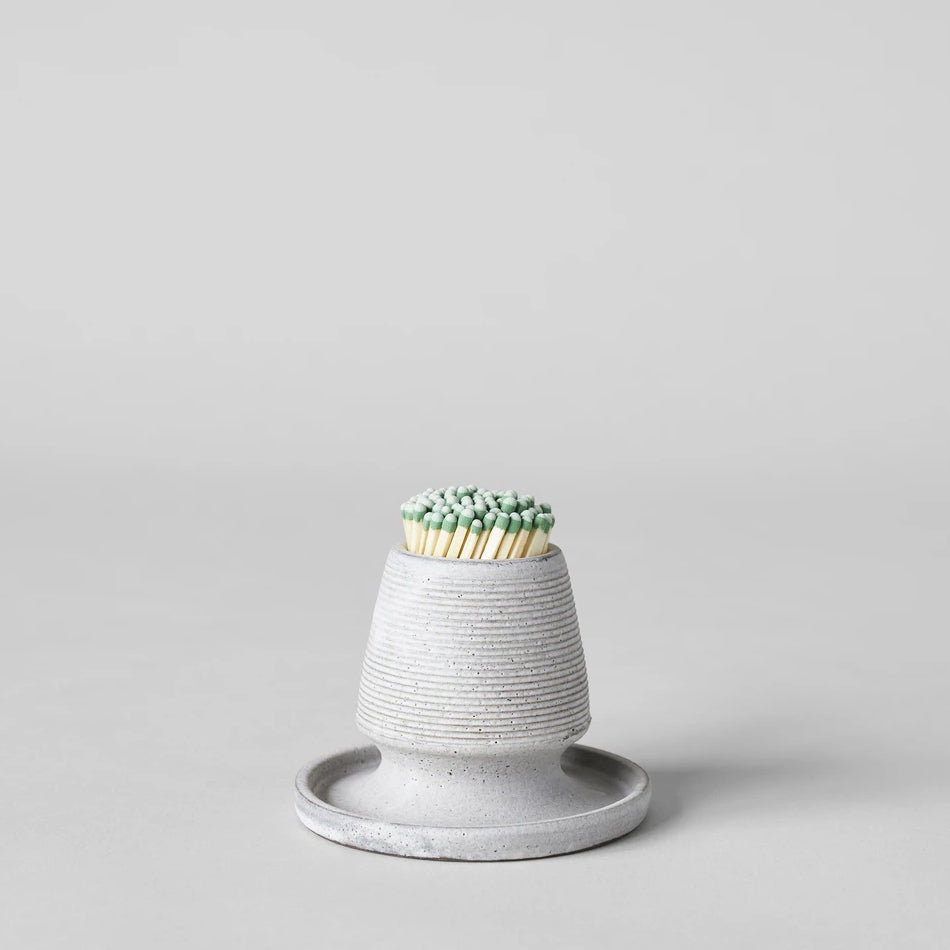 Bloomist Stoneware Match Strike with Tray Grey | Heirloom Boulevard