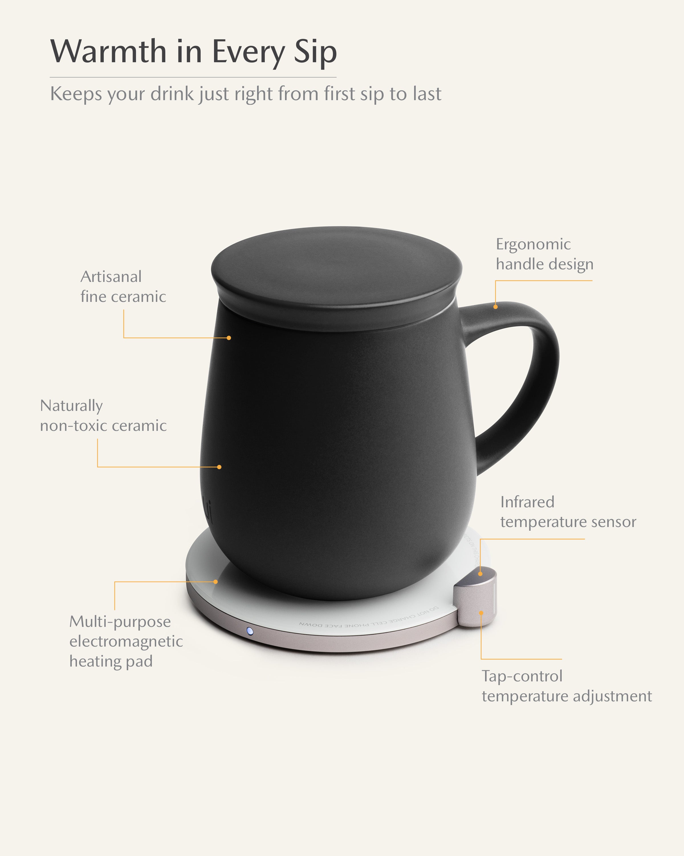 OHOM Ui Self-heating Mug Set - Inkstone Black | Heirloom Boulevard