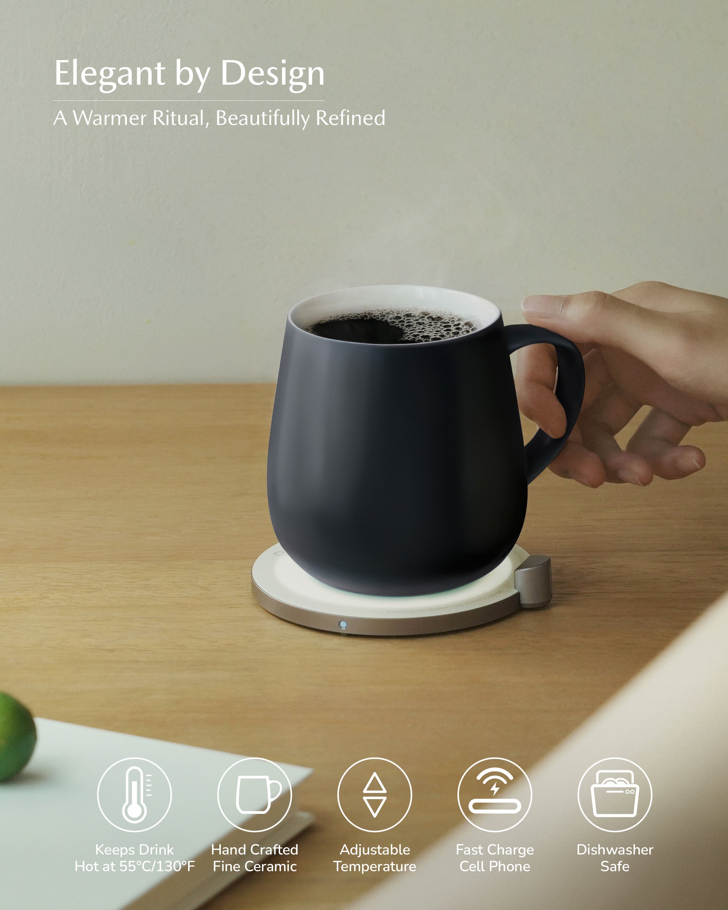 OHOM Ui Self-heating Mug Set - Inkstone Black | Heirloom Boulevard