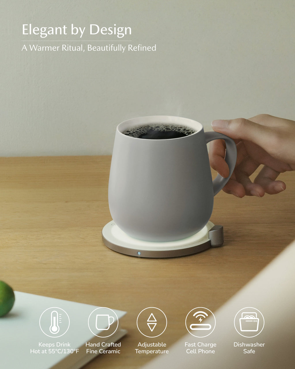 OHOM Ui Self-heating Mug Set - Soft Gray | Heirloom Boulevard