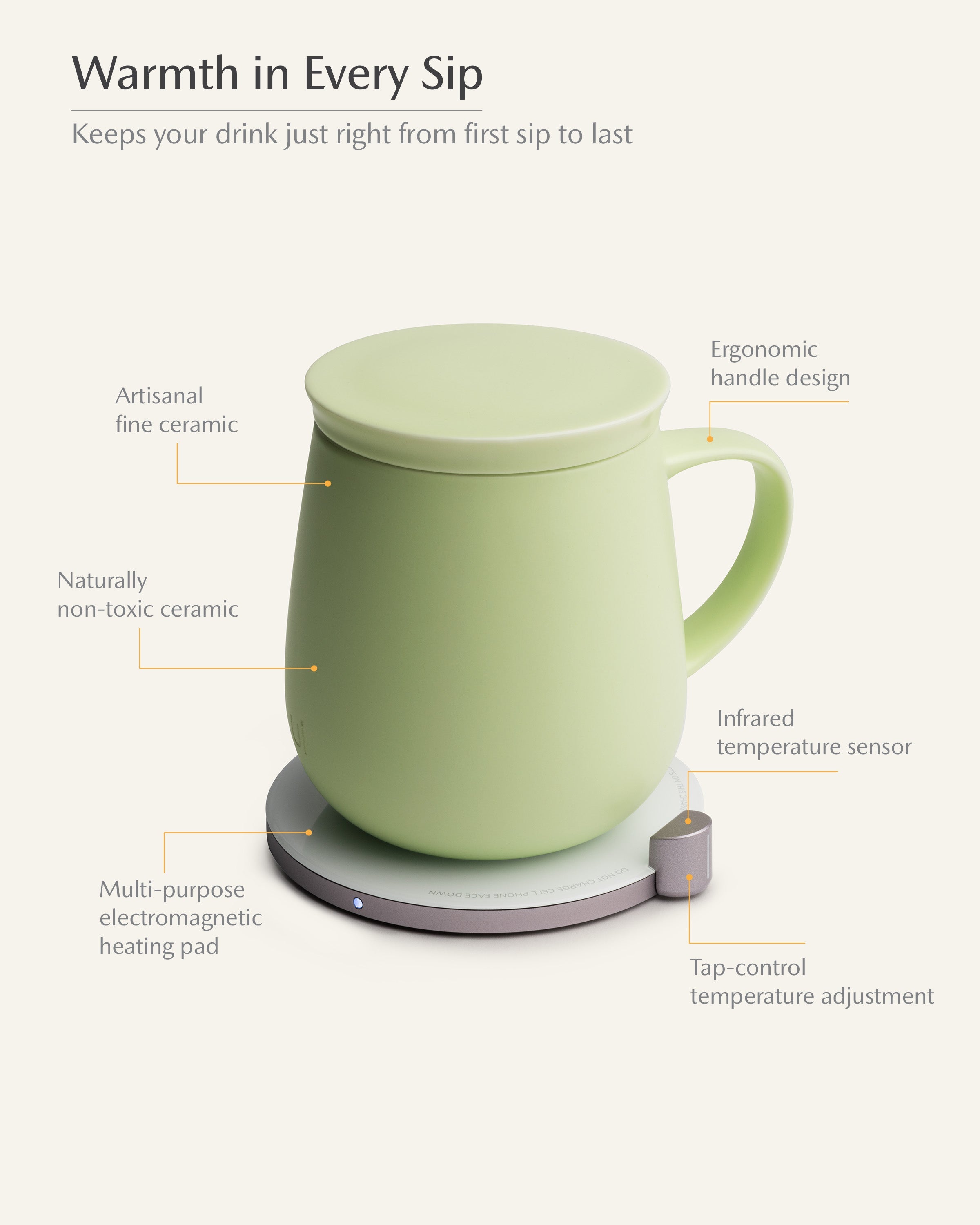 OHOM Ui Self-heating Mug Set - Verde Green | Heirloom Boulevard