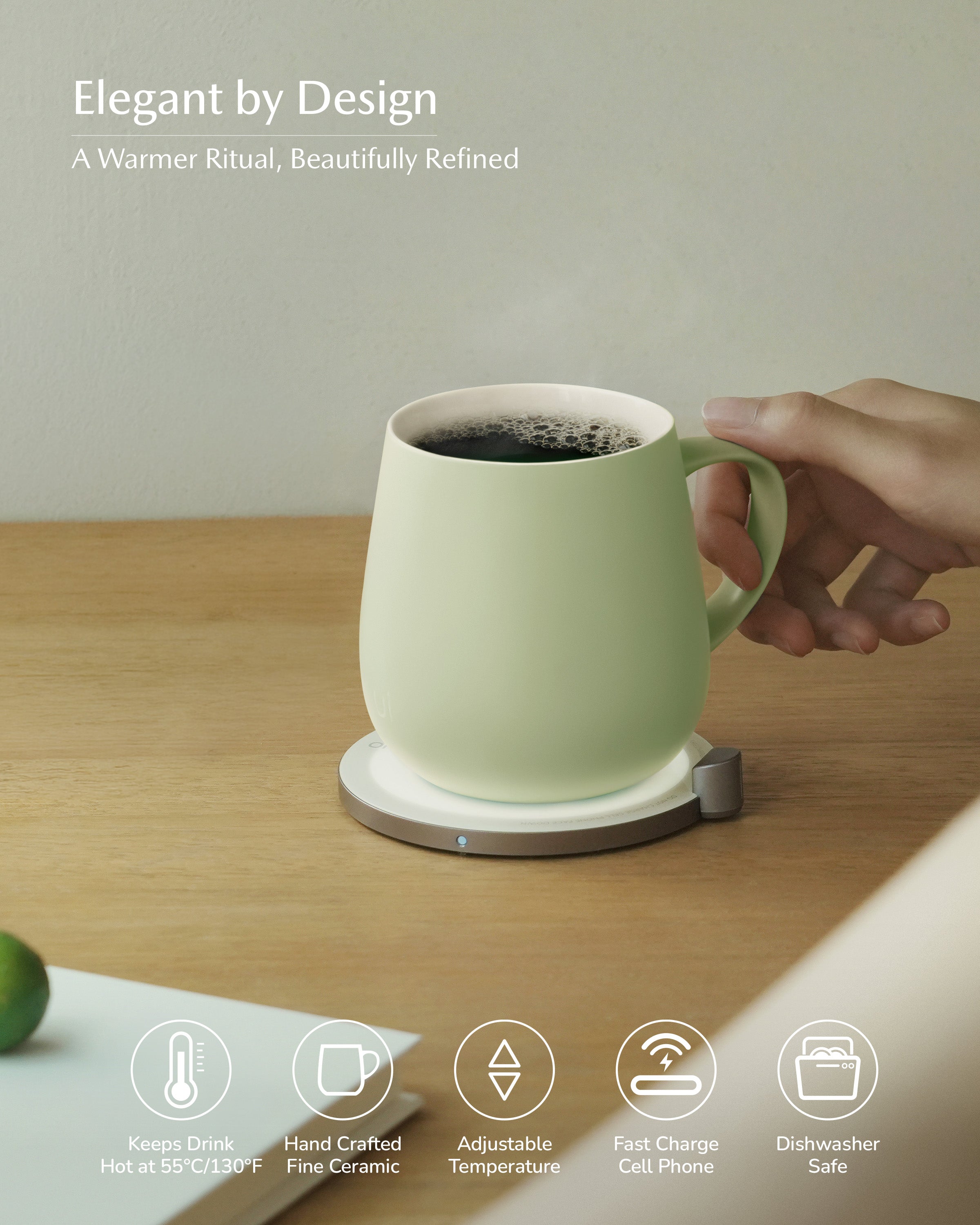 OHOM Ui Self-heating Mug Set - Verde Green | Heirloom Boulevard