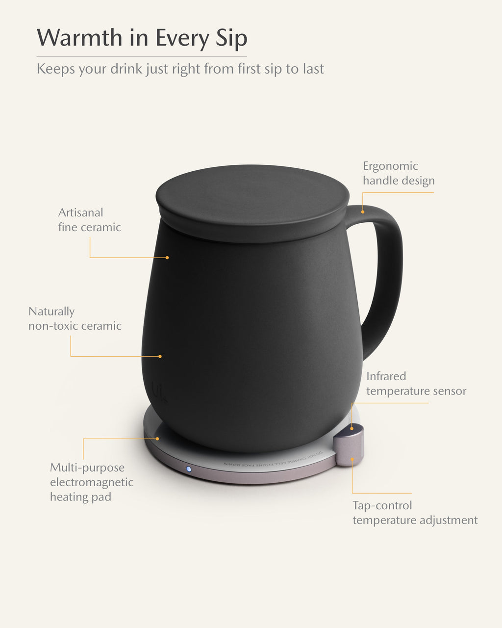 OHOM Ui+ Self-heating Mug Set - Inkstone Black | Heirloom Boulevard