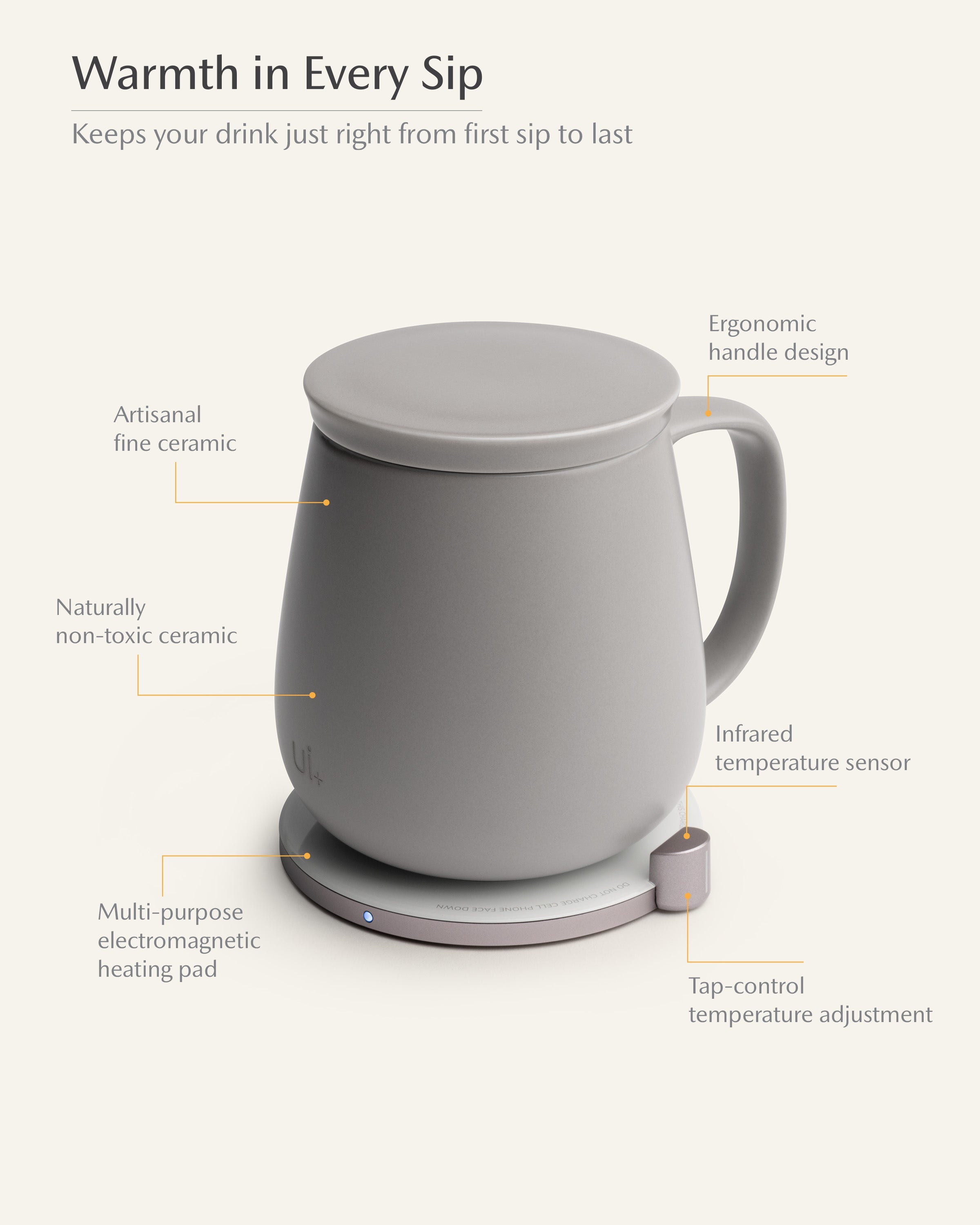 OHOM Ui+ Self-heating Mug Set - Soft Gray | Heirloom Boulevard
