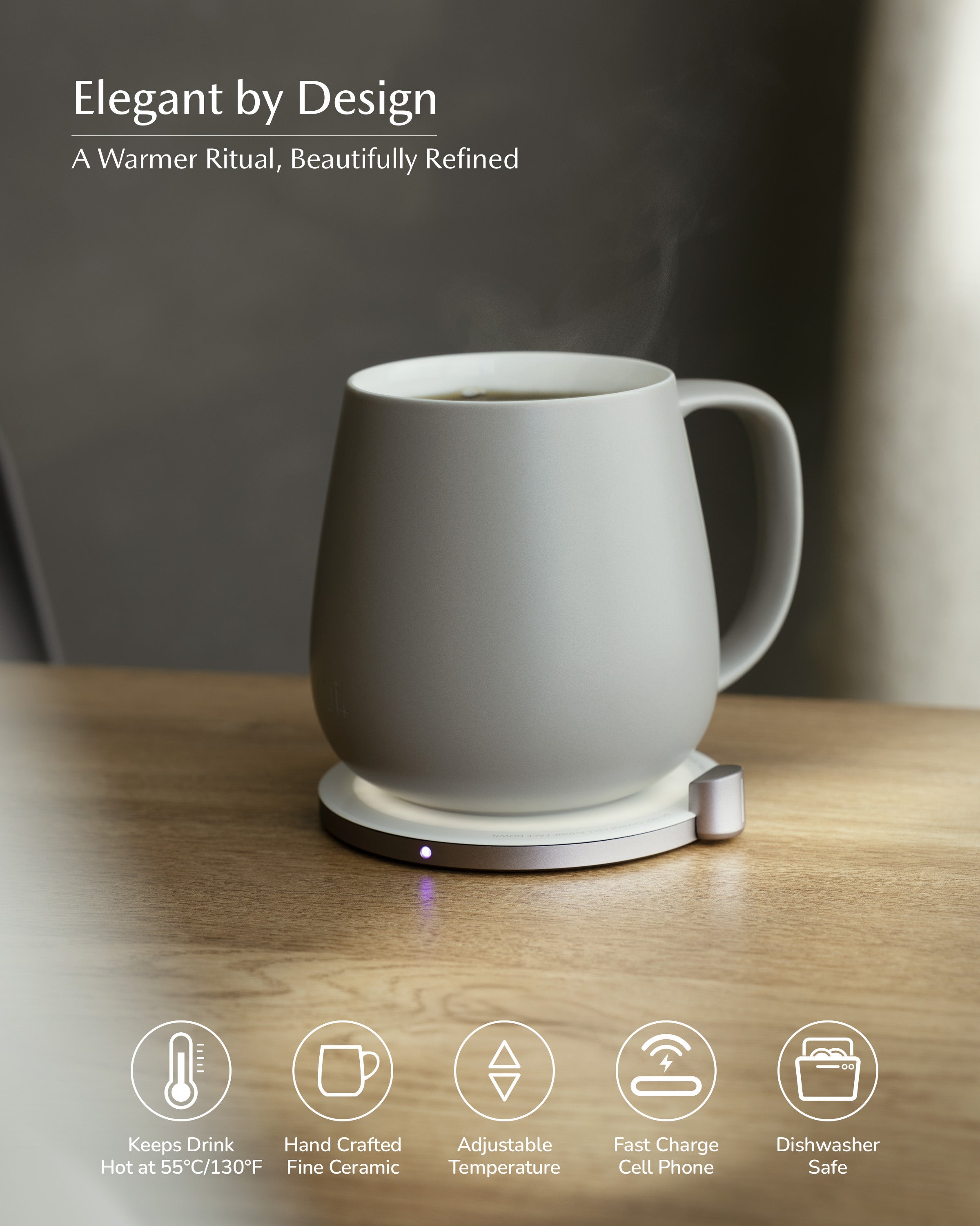 OHOM Ui+ Self-heating Mug Set - Soft Gray | Heirloom Boulevard