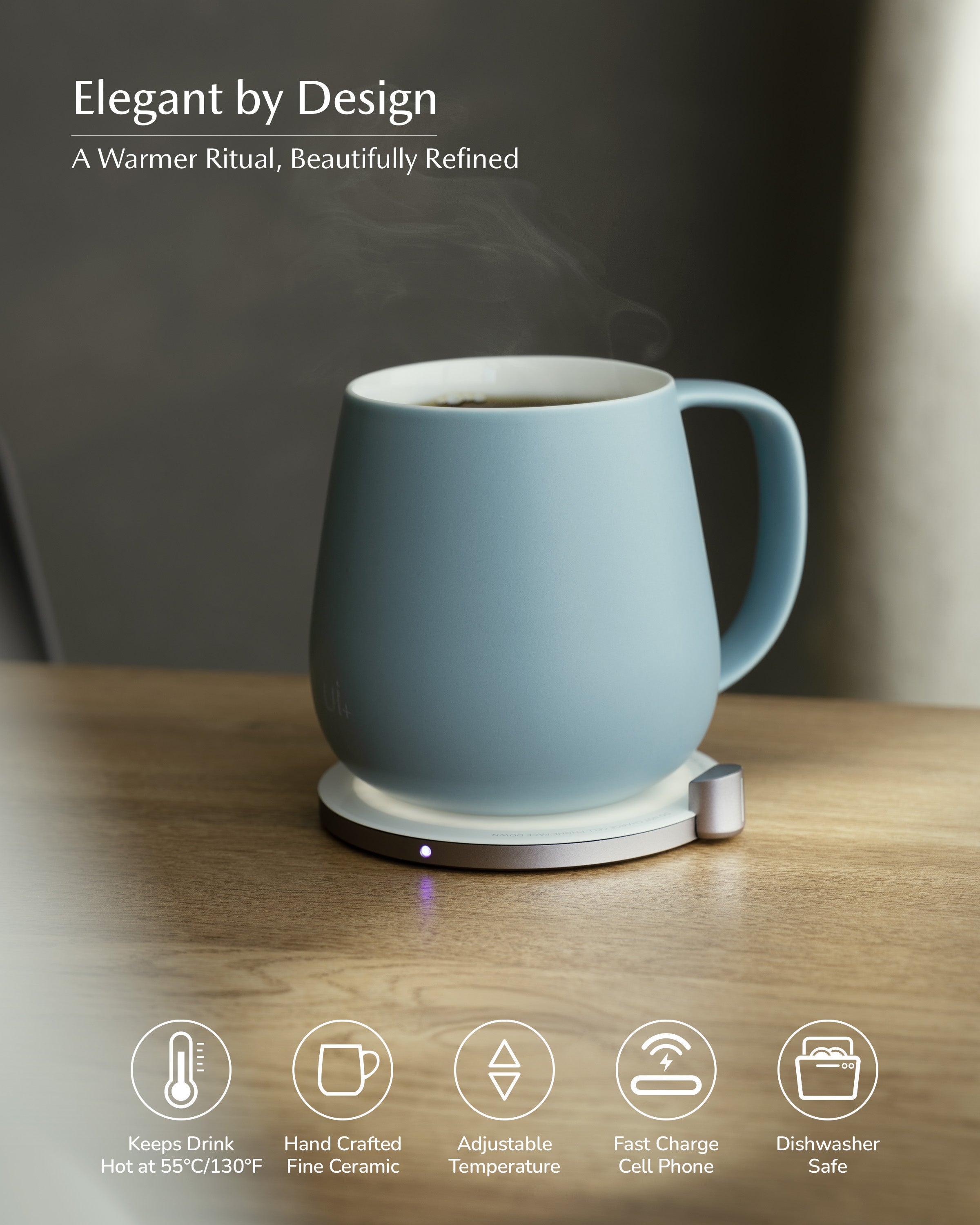 OHOM Ui+ Self-heating Mug Set - Moonmist Blue | Heirloom Boulevard