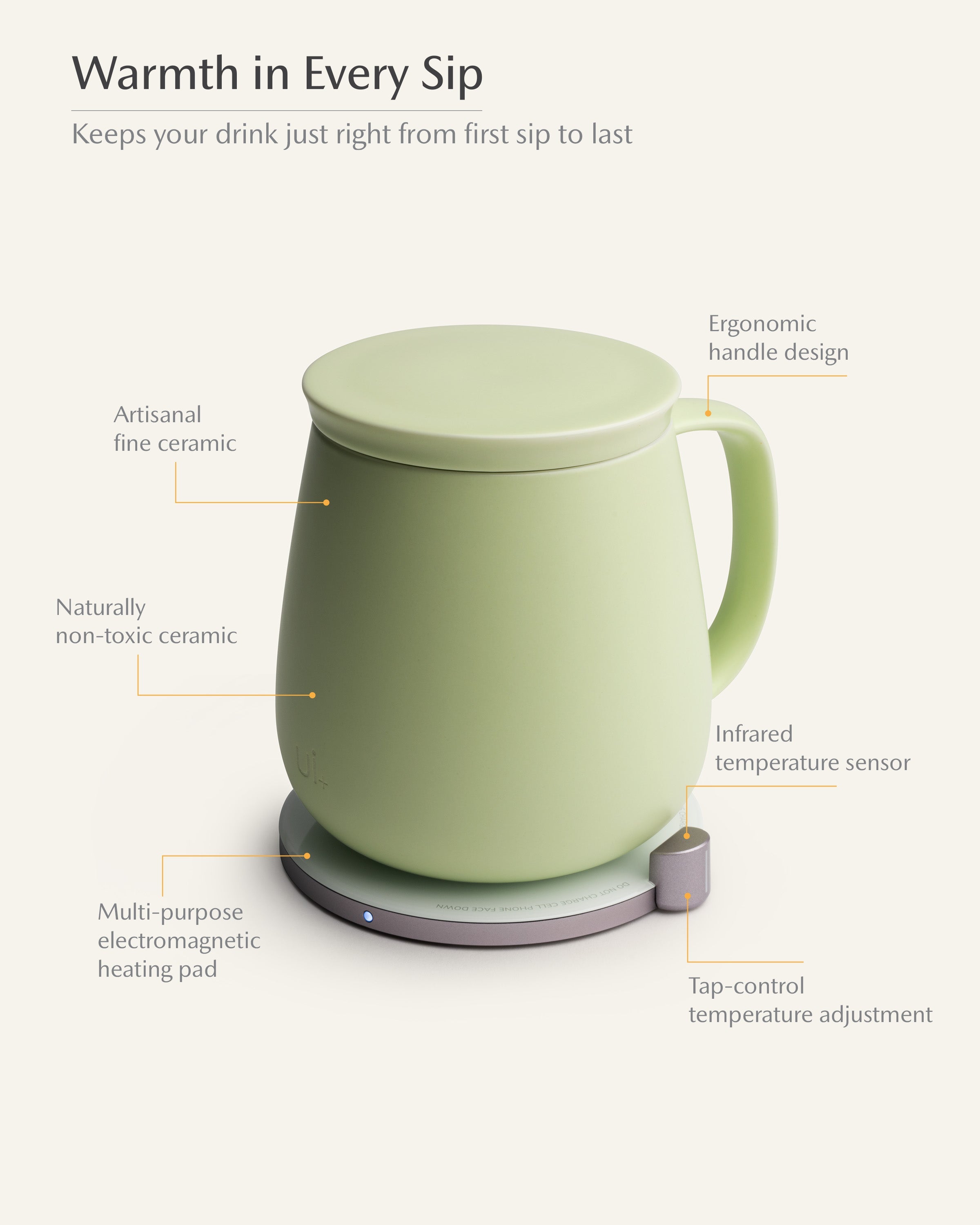 OHOM Ui+ Self-heating Mug Set - Verde Green | Heirloom Boulevard