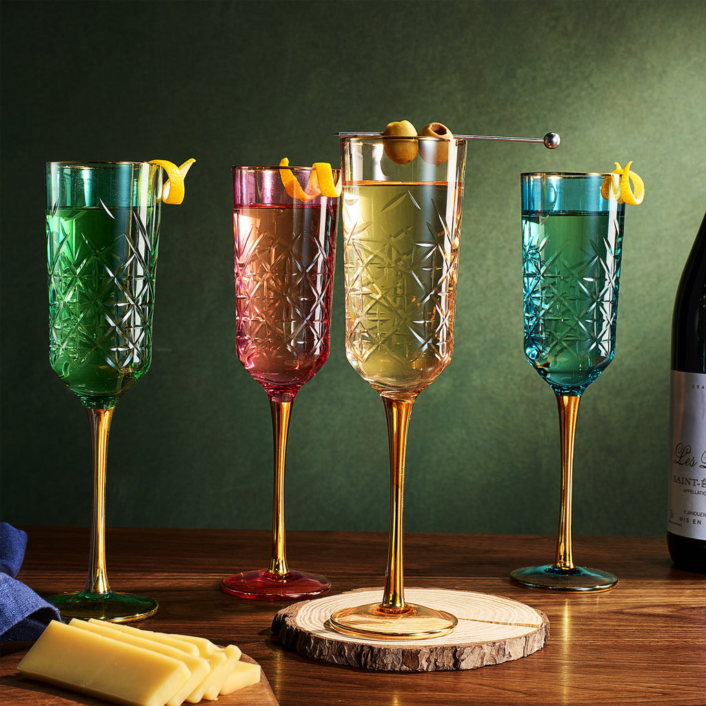 Duomo Champagne Flute Glassware, Set of 4