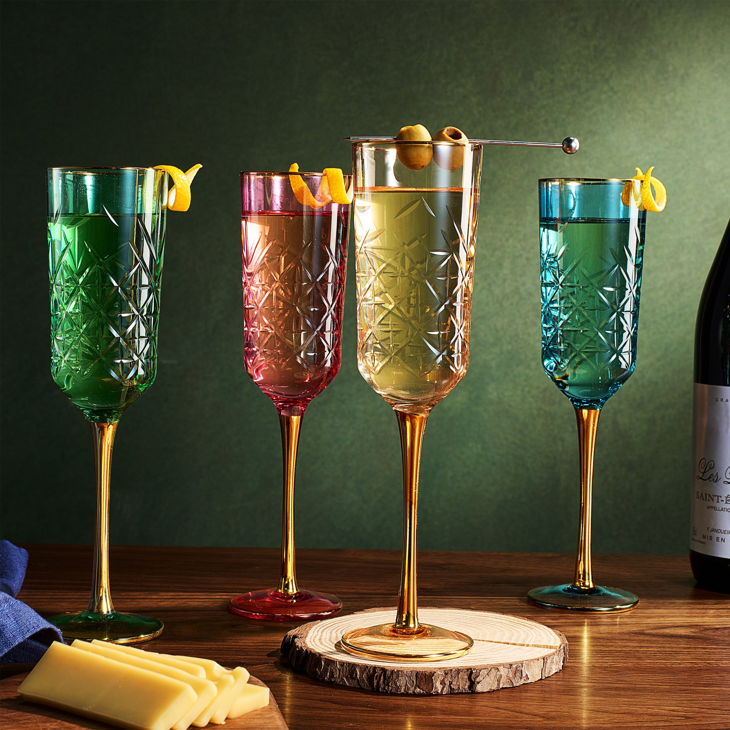 Duomo Champagne Flute Glassware, Set of 4