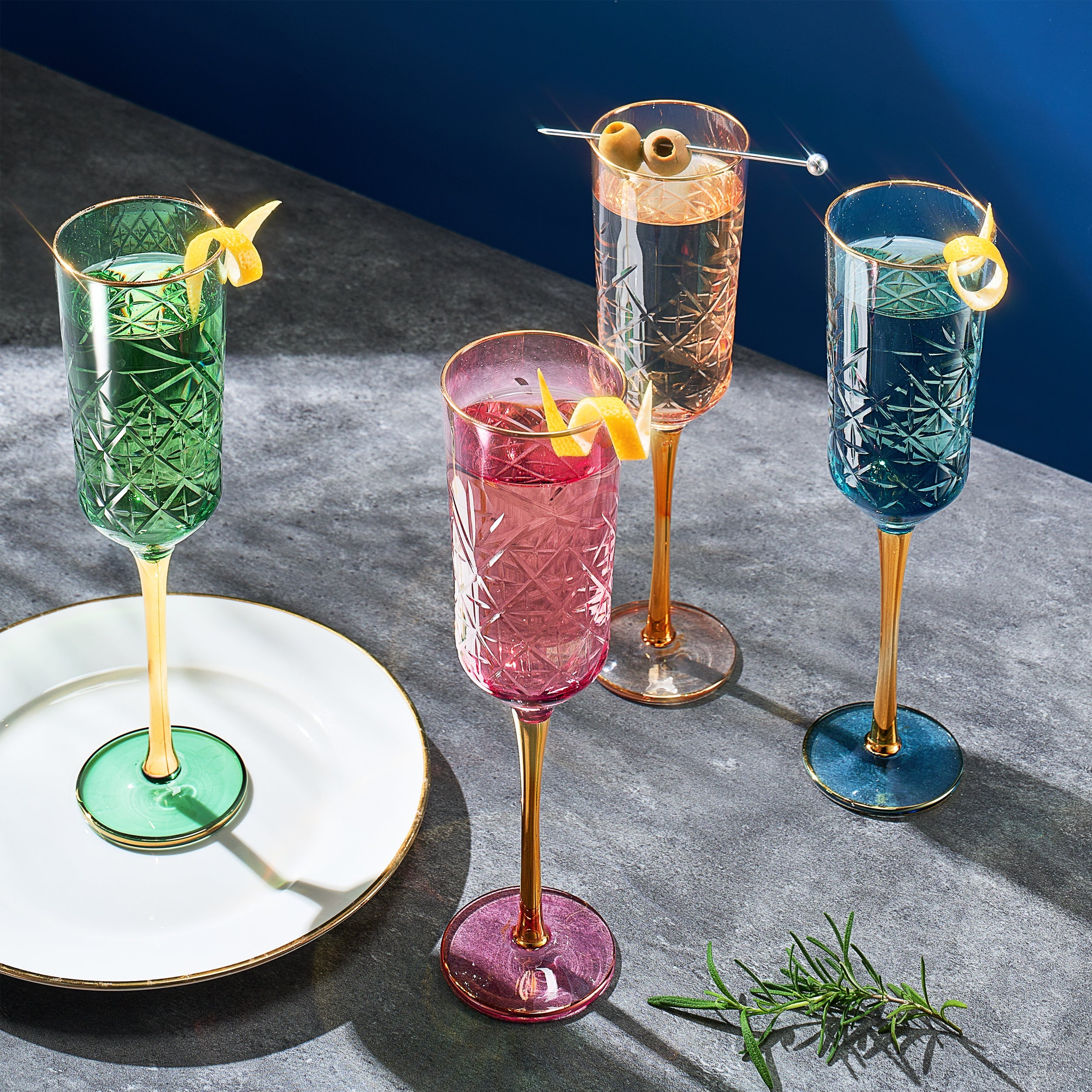Duomo Champagne Flute Glassware, Set of 4