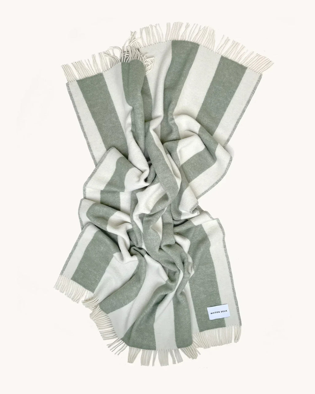 Blanket ROUGH STRIPE Agave Olive Green / White 4.25 x 6.5 ft