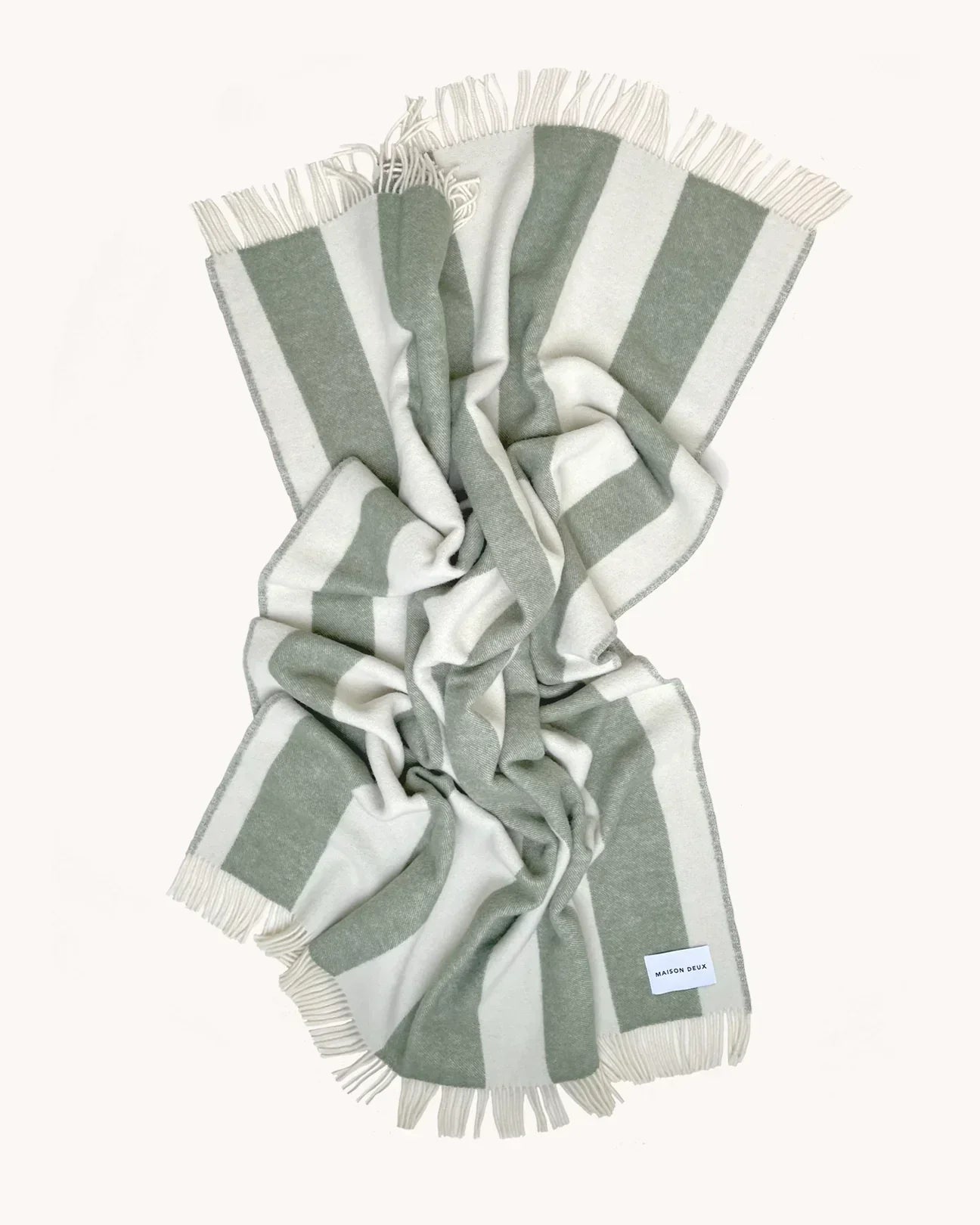 Blanket ROUGH STRIPE Agave Olive Green / White 4.25 x 6.5 ft