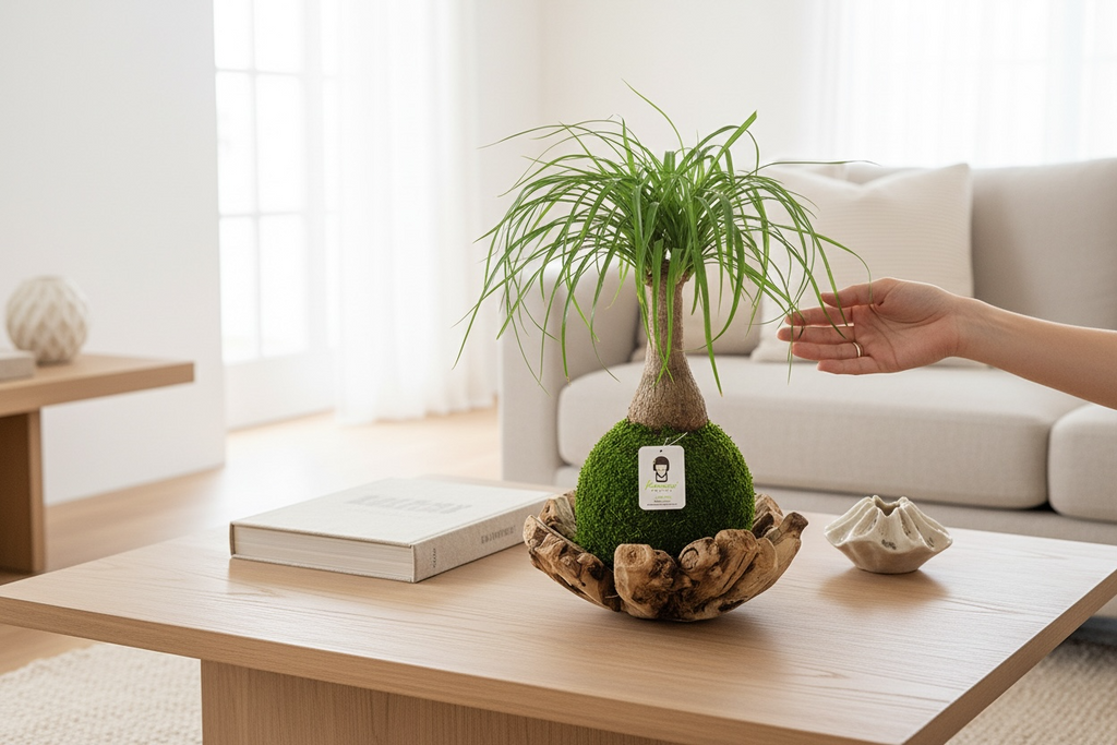 Kazumi Garden Ponytail Palm | Moss Ball Kokedamas Large | Heirloom Boulevard