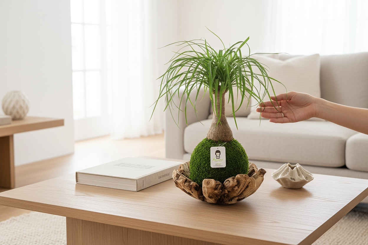 Kazumi Garden Ponytail Palm | Moss Ball Kokedamas Large | Heirloom Boulevard