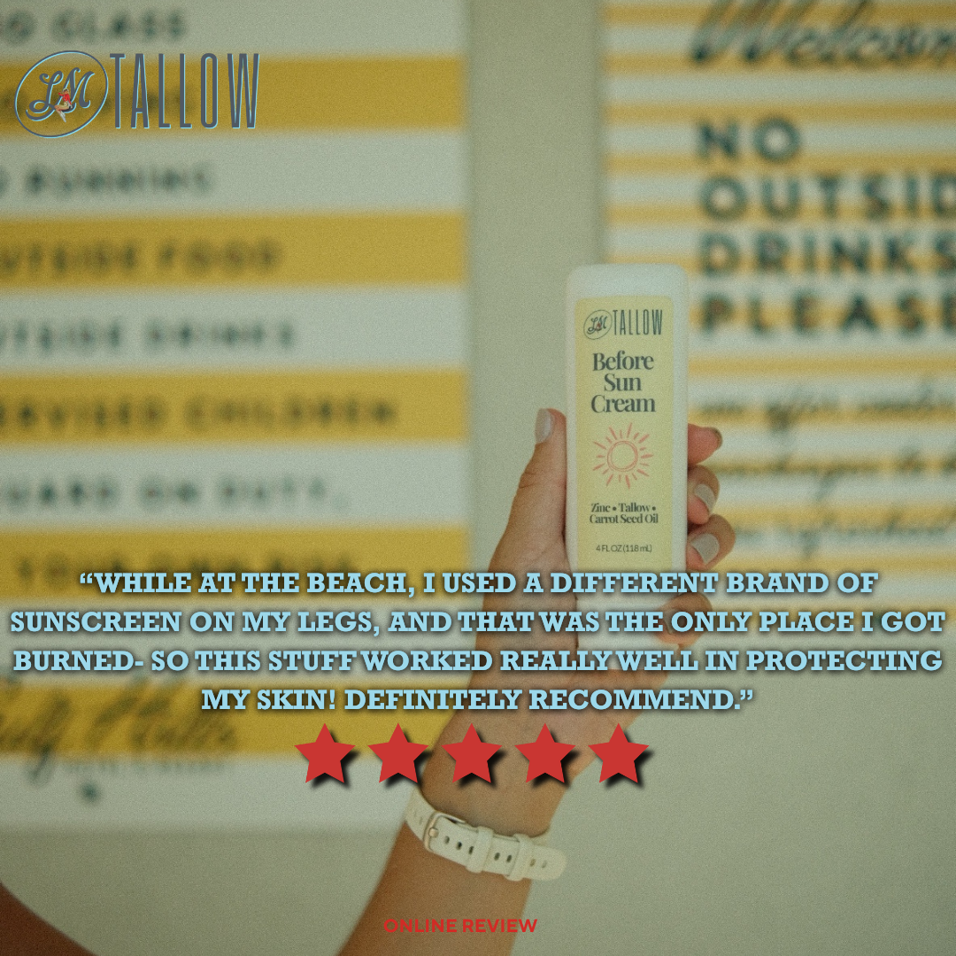 Tallow Before Sun Cream | Beef Tallow Non-Nano Zinc Oxide and Botanical Oils Lady May Tallow | Heirloom Boulevard