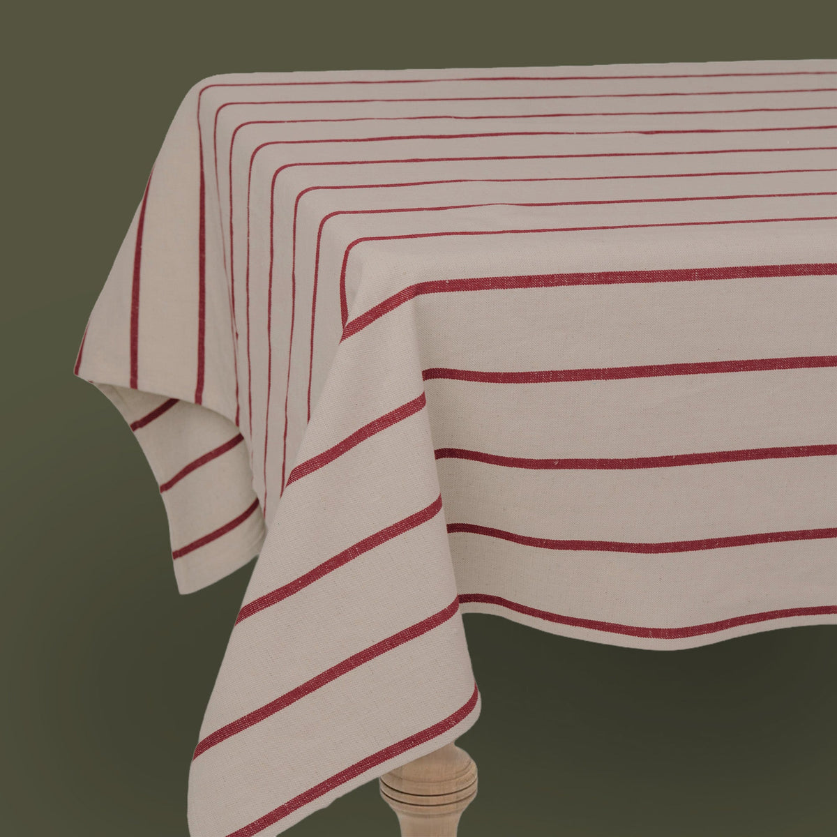 Galley & Fen Red Stripe Linen Tablecloth | Heirloom Boulevard