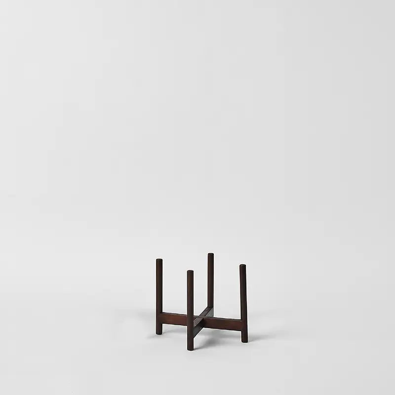 LBE Design Rounded Hardwood Plant Stand Darkened Teak 6 Inch | Heirloom Boulevard
