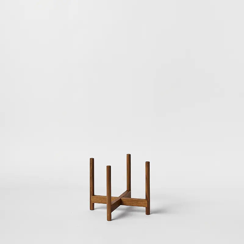 LBE Design Rounded Hardwood Plant Stand Natural Teak 6 Inch | Heirloom Boulevard